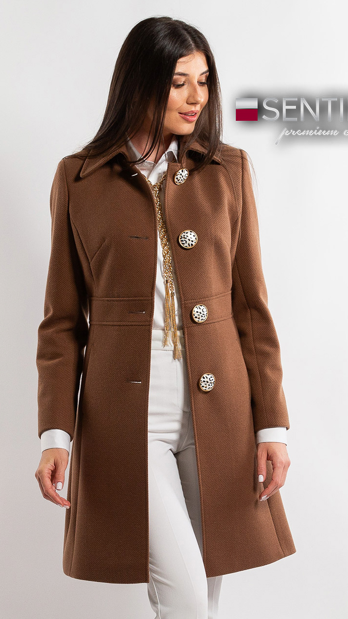Paltoane de dama - Palton de lână Sentierri 853 maro