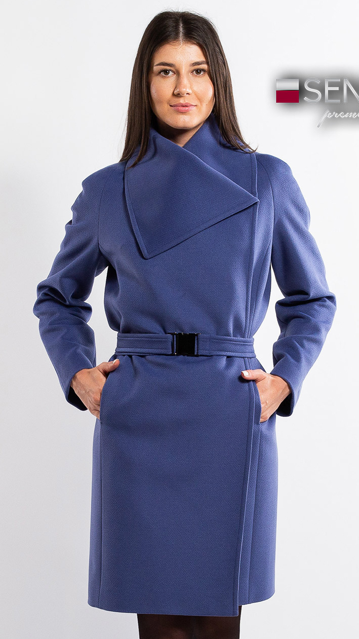 Paltoane de dama - Palton de lână Sentierri 851 albastru-sky