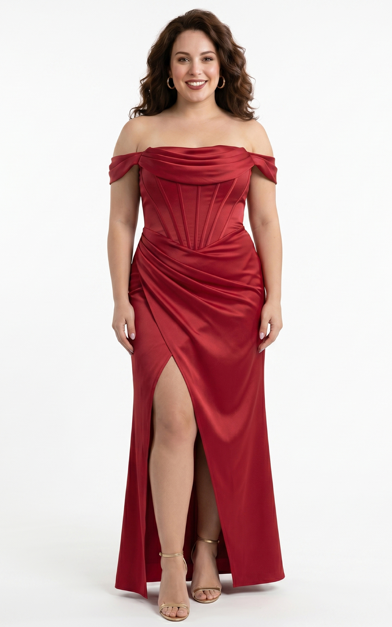 Rochie Goldie lunga rosie [4]