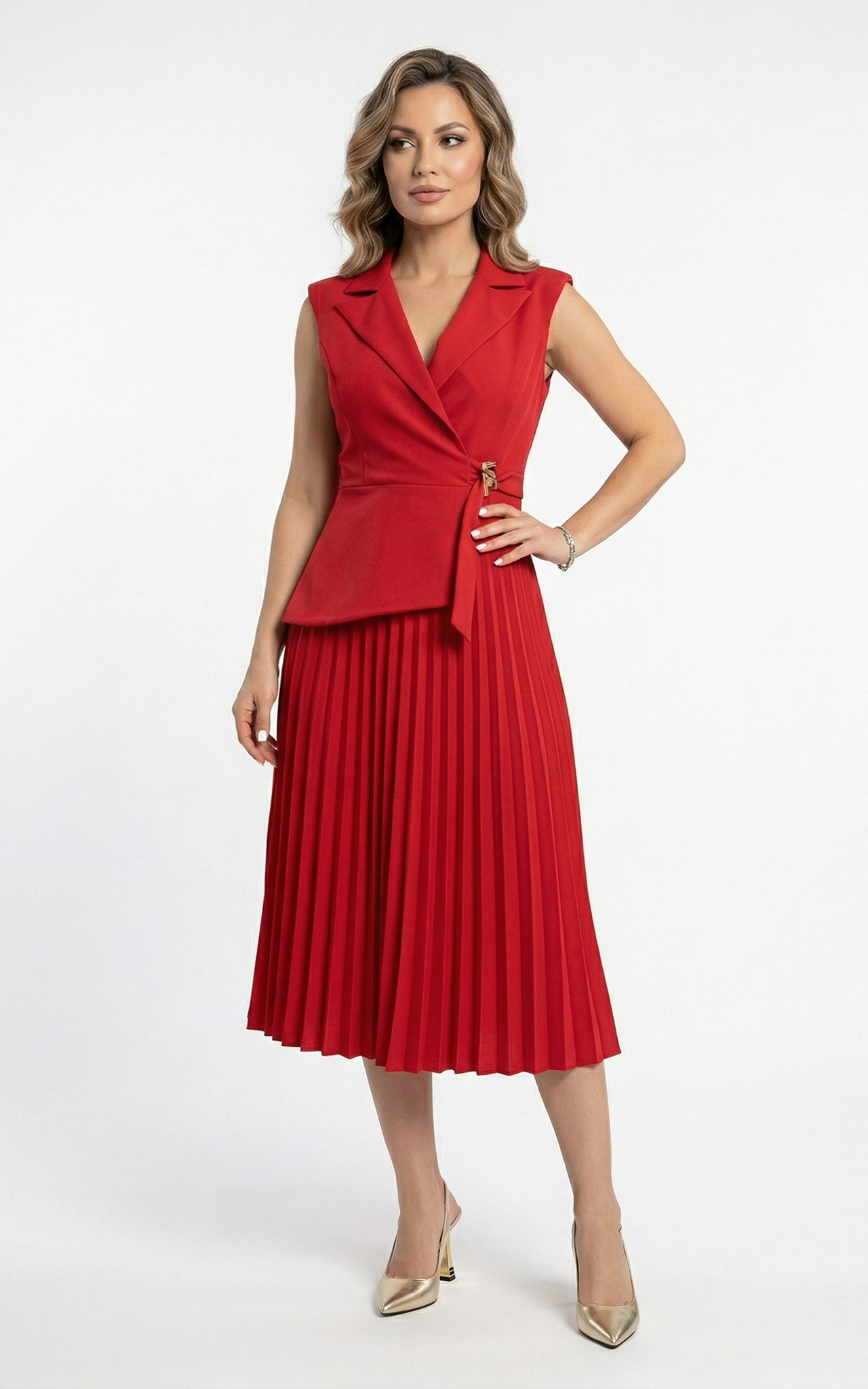 Rochii de banchet - Rochie Gwenivere midi rosie