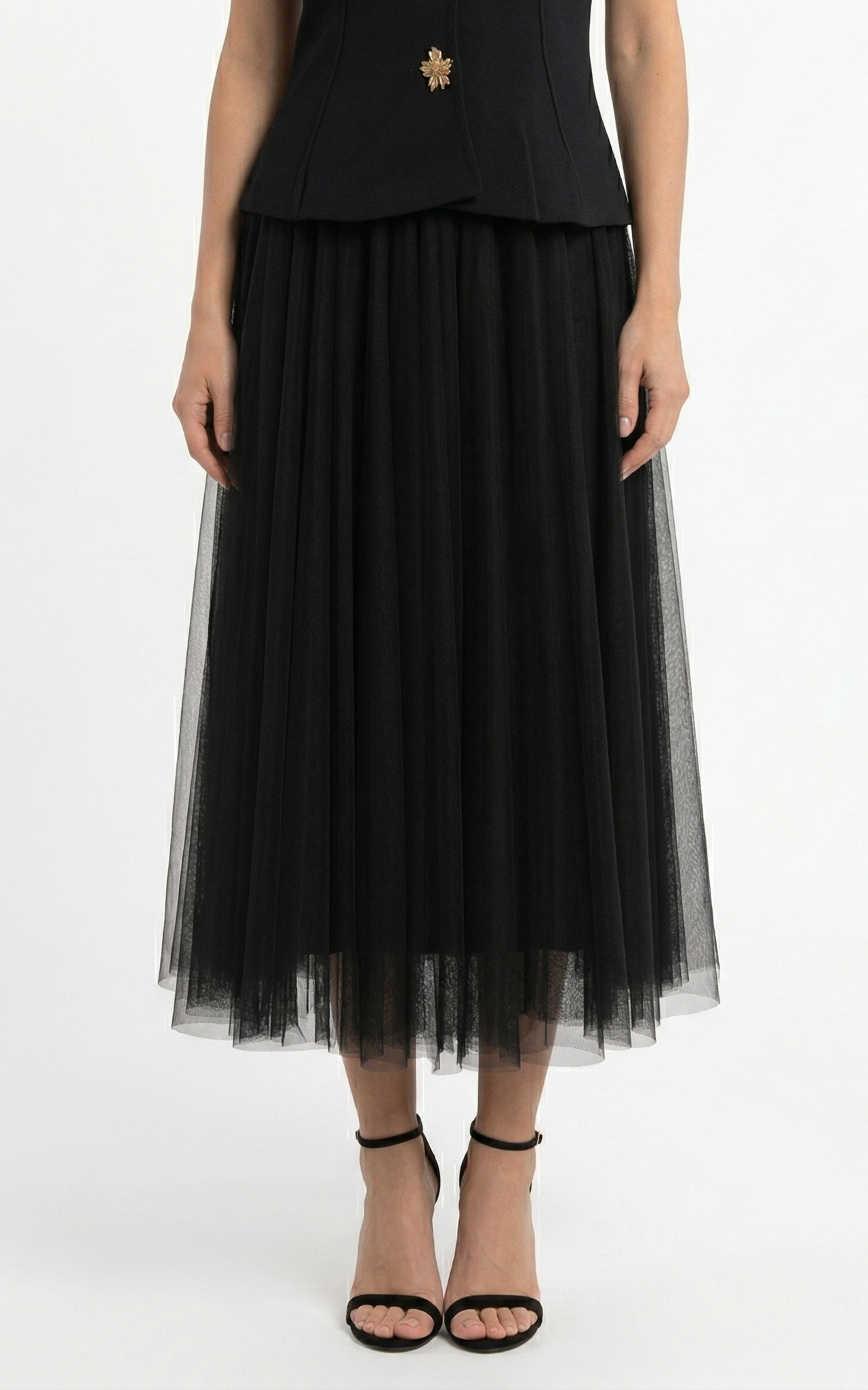 Fuste de dama midi - Fusta Gizelle midi neagra