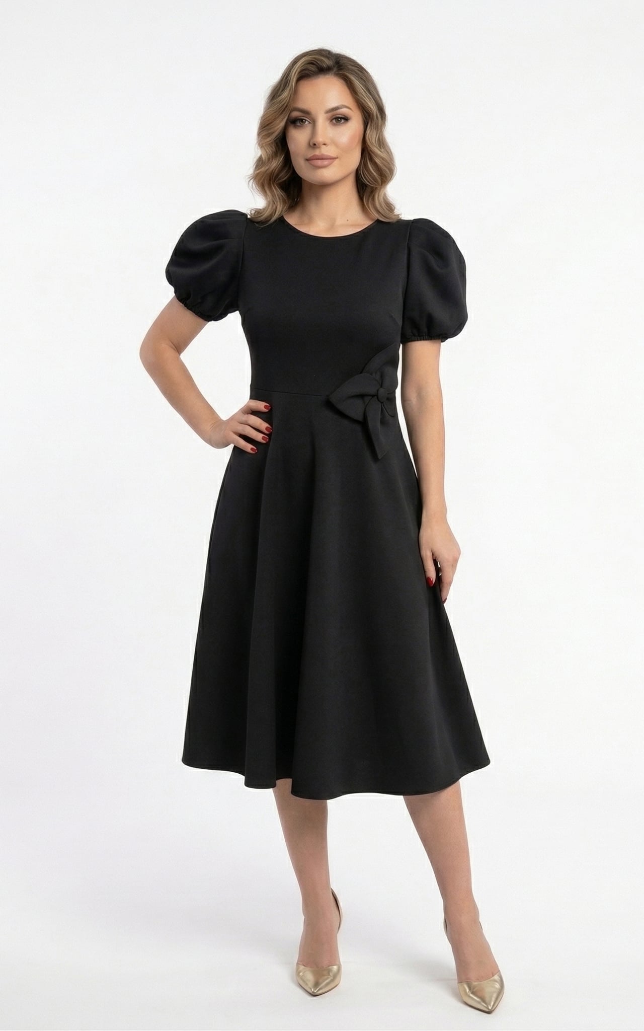 Rochii fabricate in Romania - Rochie Giannah midi neagra