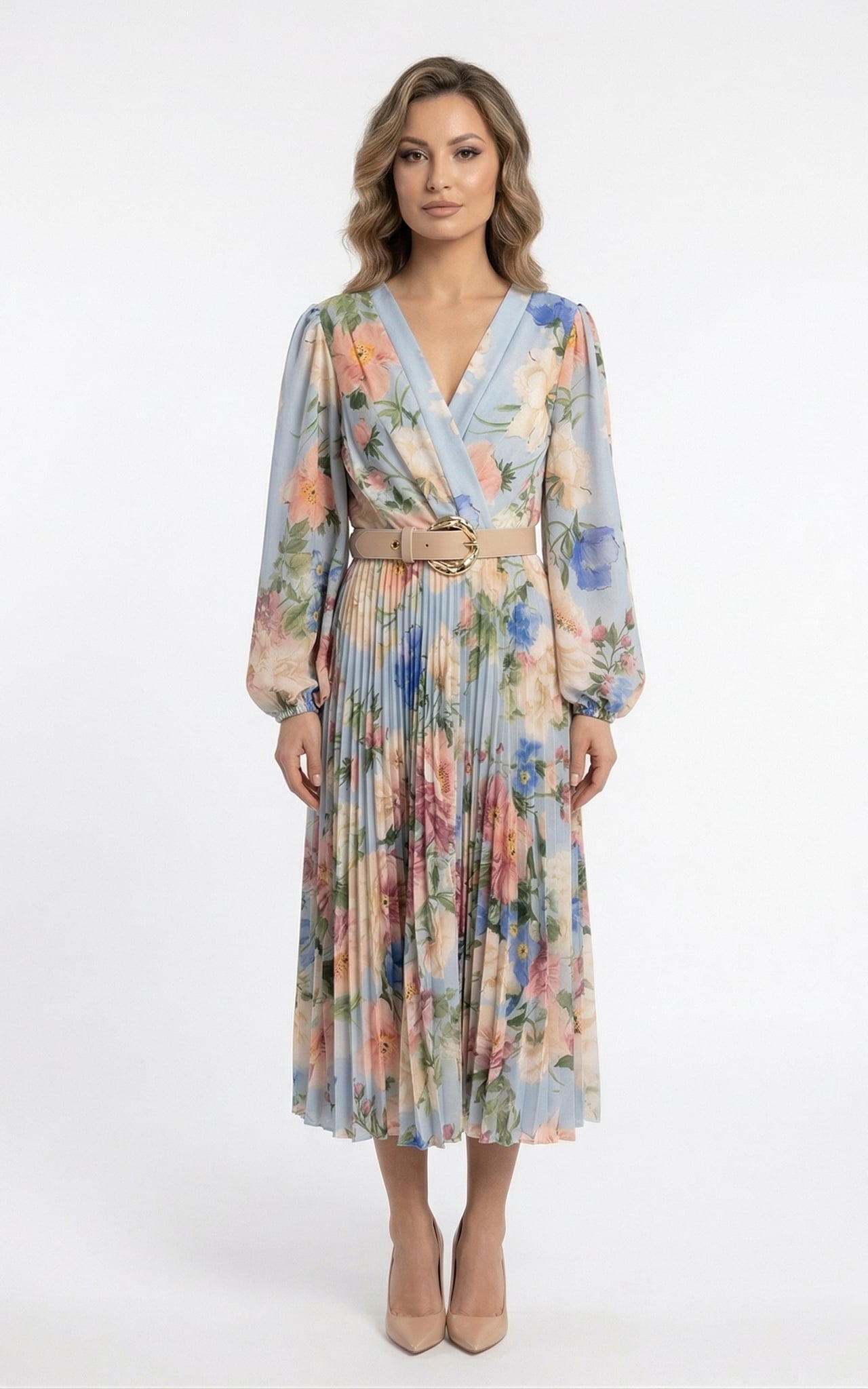 Rochii fabricate in Romania - Rochie Galilee midi bleu