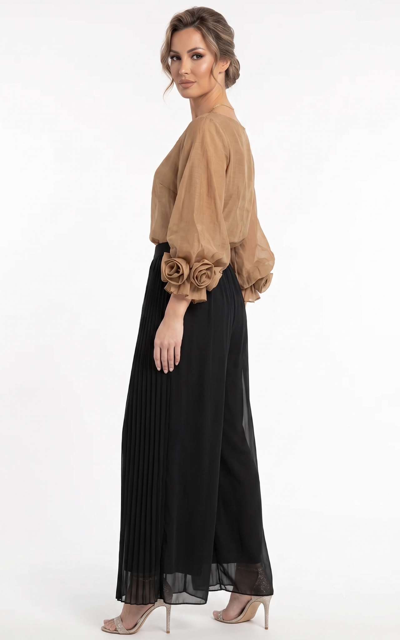 Bluza din batist cu trandafiri Genevie aurie [3]