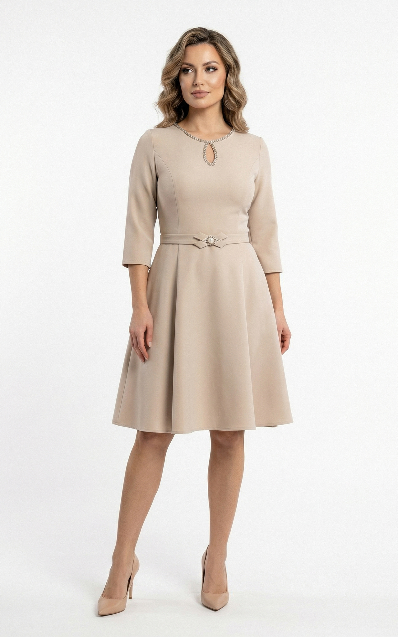 Rochie Galaxy scurta bej [2]