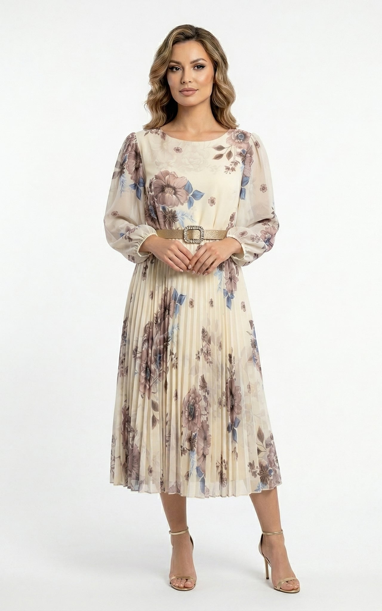 Rochii fabricate in Romania - Rochie Georgianna midi bej