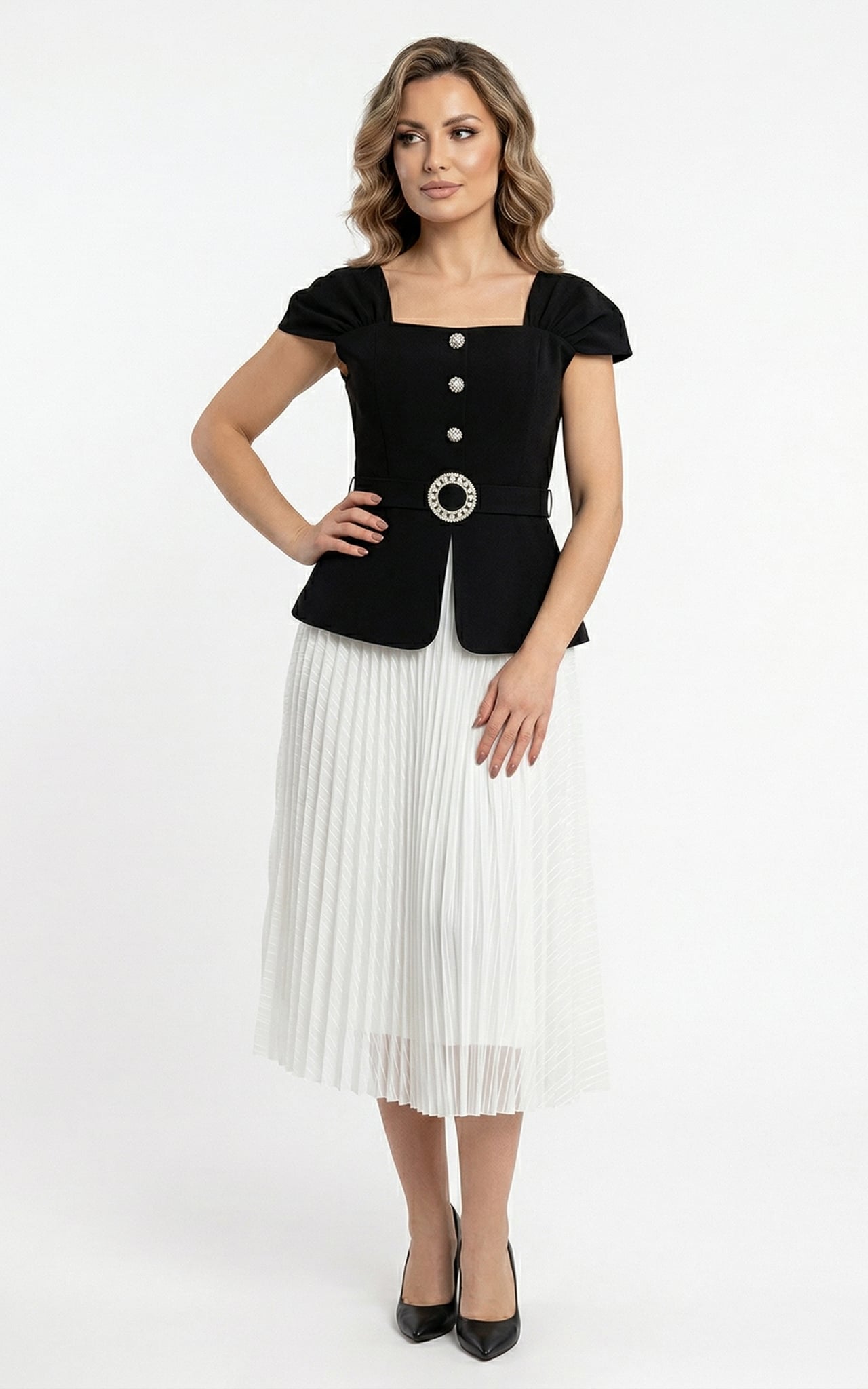 Rochii fabricate in Romania - Rochie Galia midi neagra