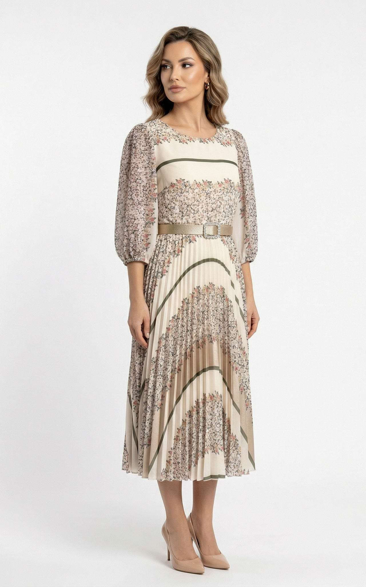 Rochii decente - Rochie Gwenevere midi bej