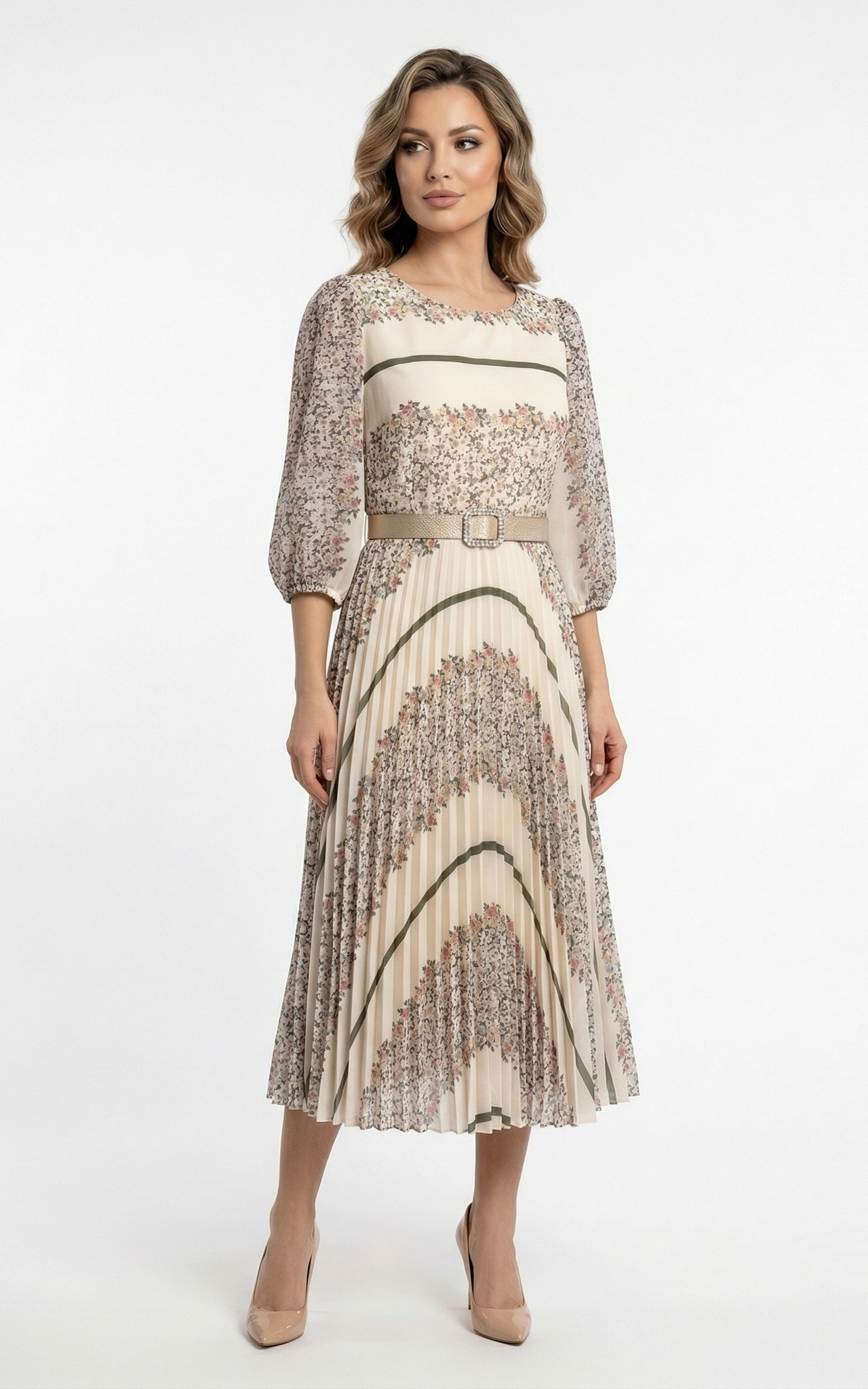 Rochie Gwenevere midi bej [2]
