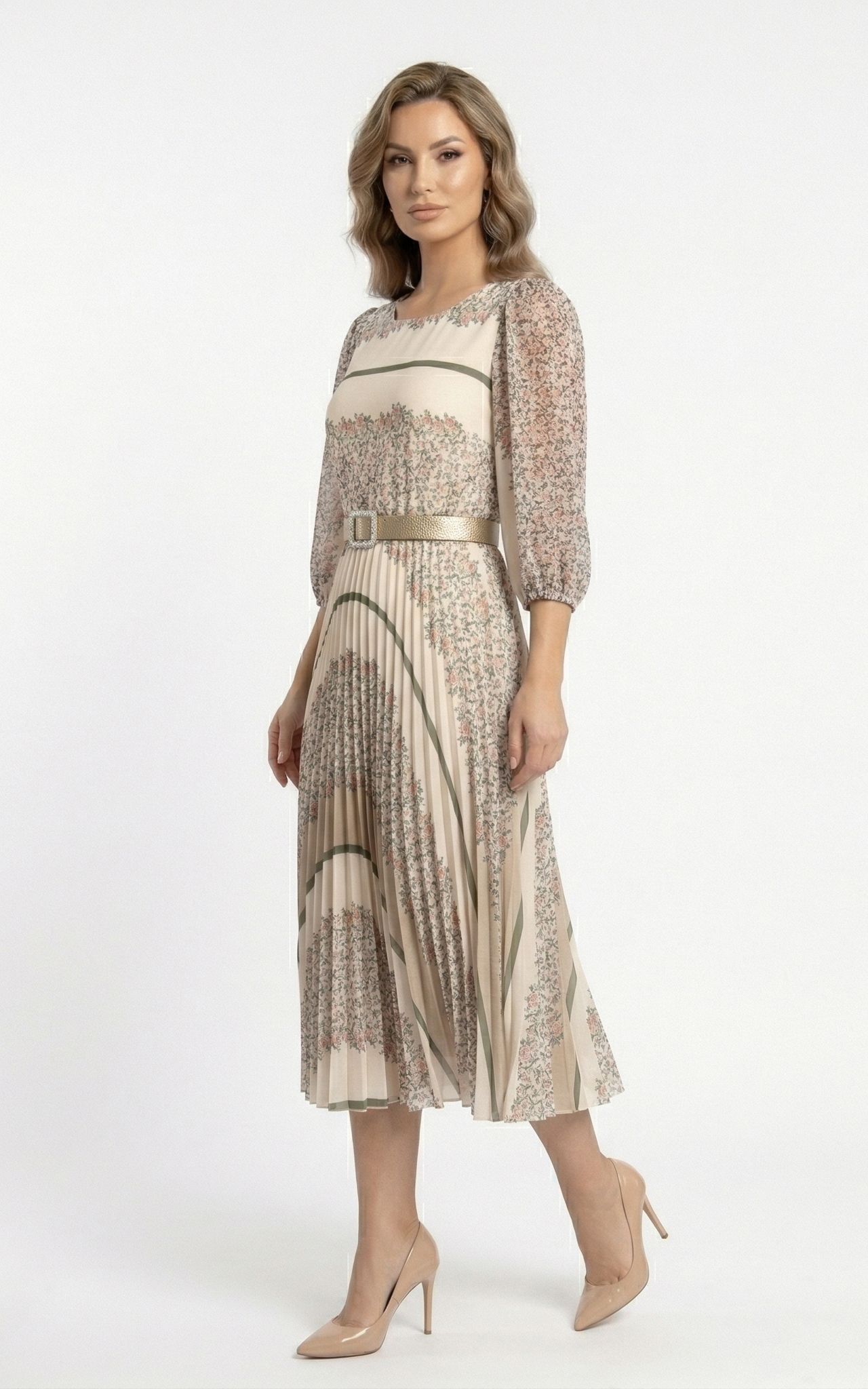 Rochie Gwenevere midi bej [4]