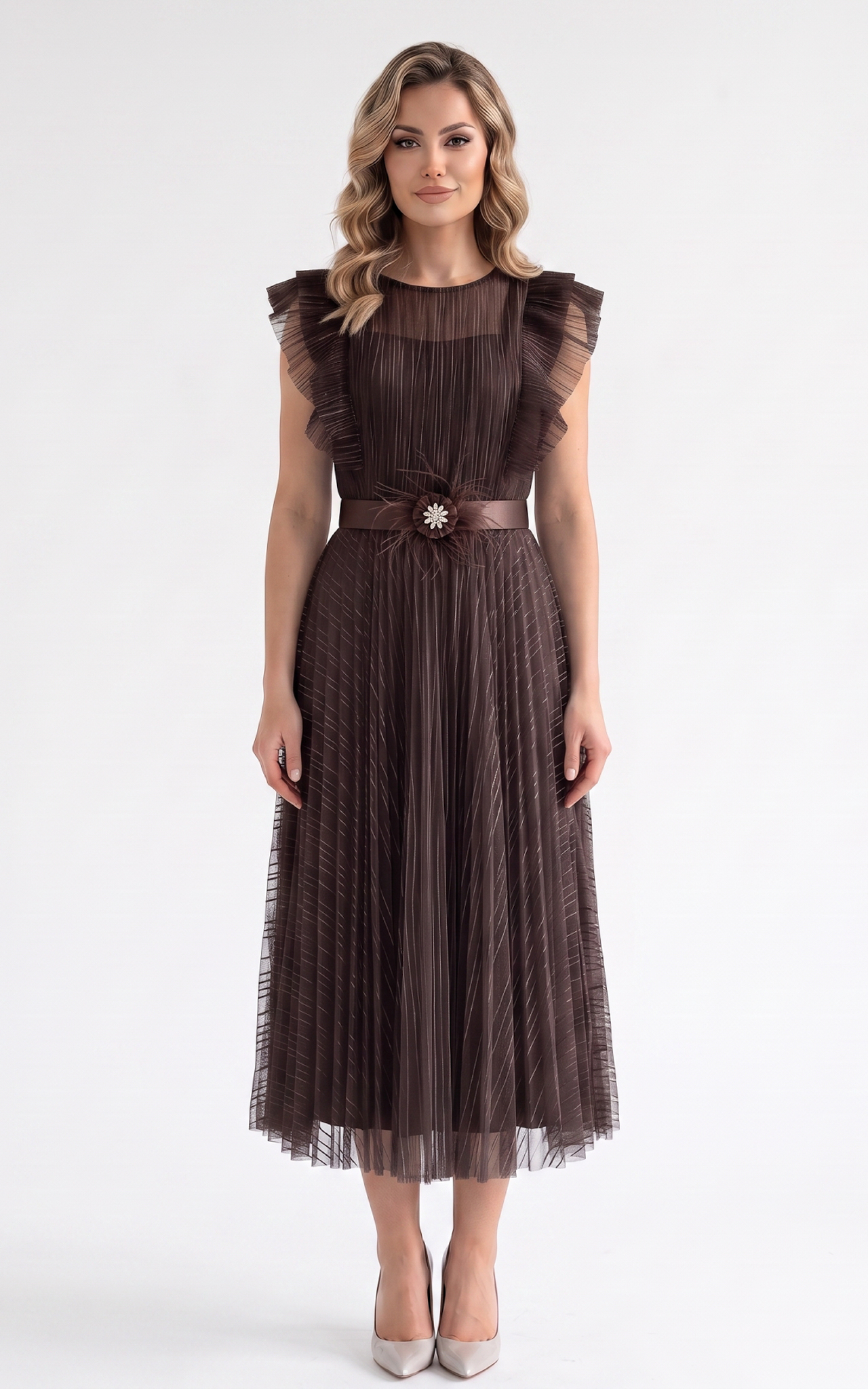 Rochii de ocazie - Rochie Gypsy midi maro