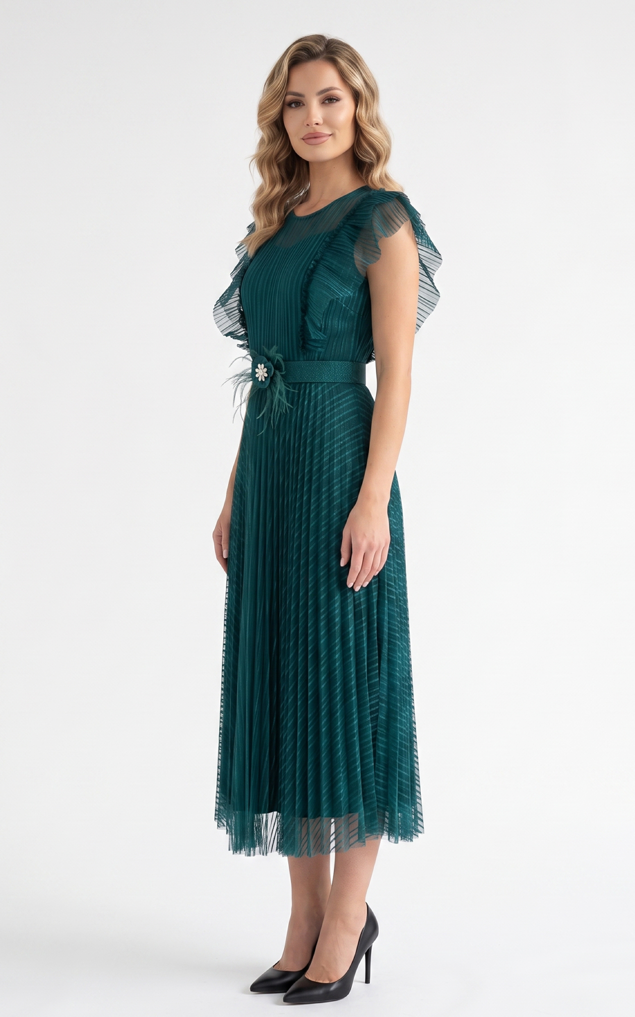 Rochie Gypsy midi verde-smarald [3]