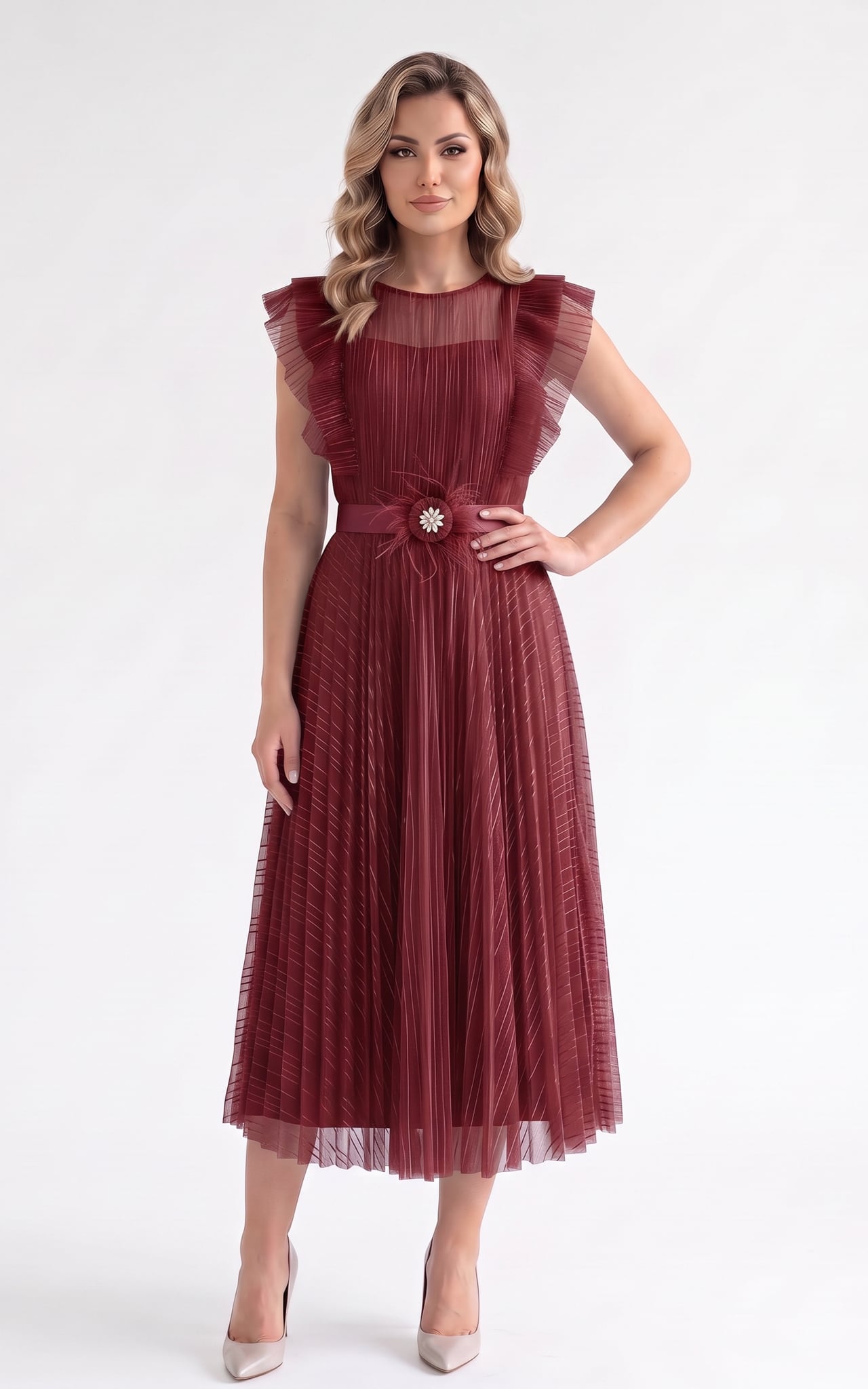 Femei - Rochie de toamnă Gypsy bordo