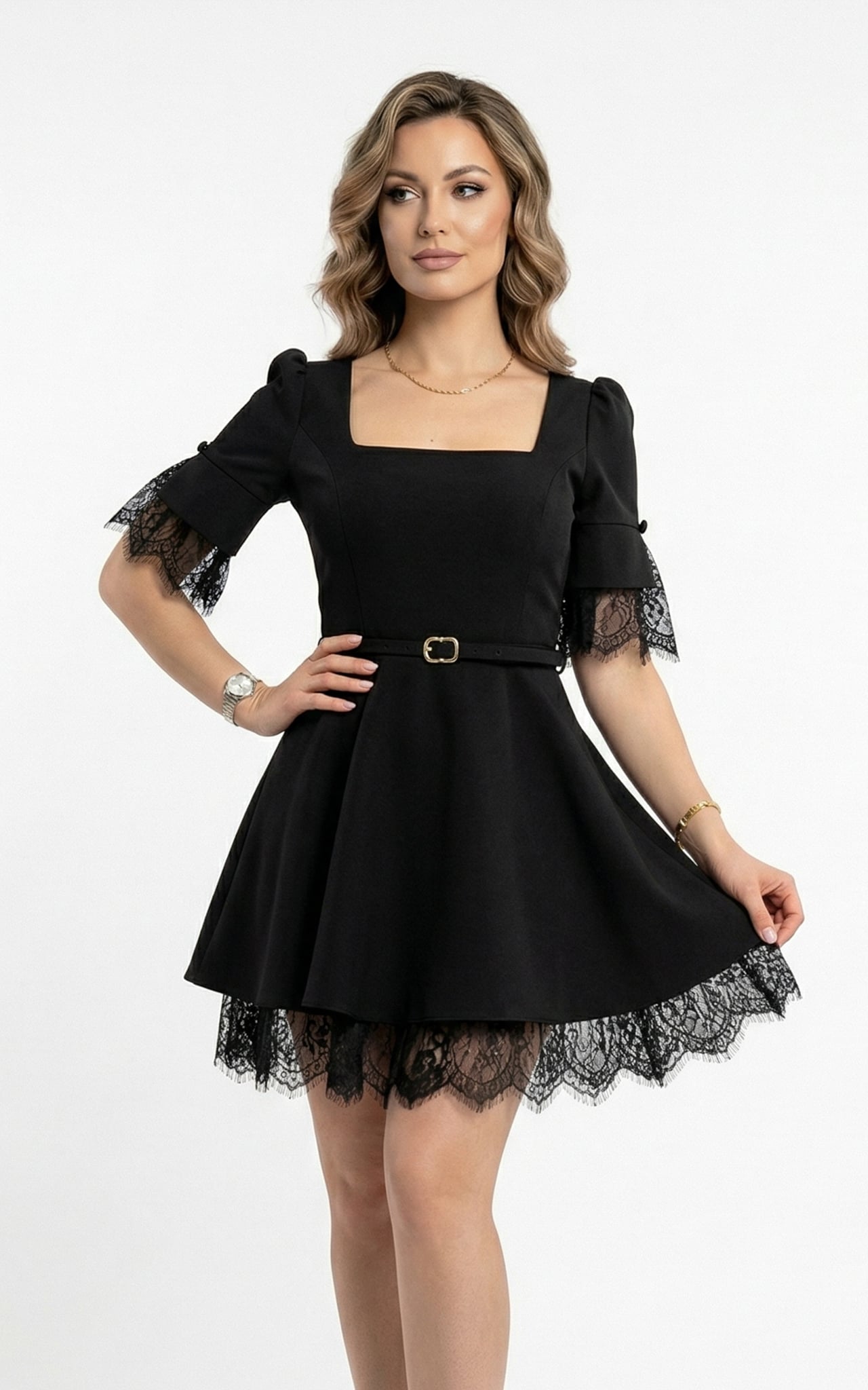 Rochii fabricate in Romania - Rochie Gretta scurta neagra