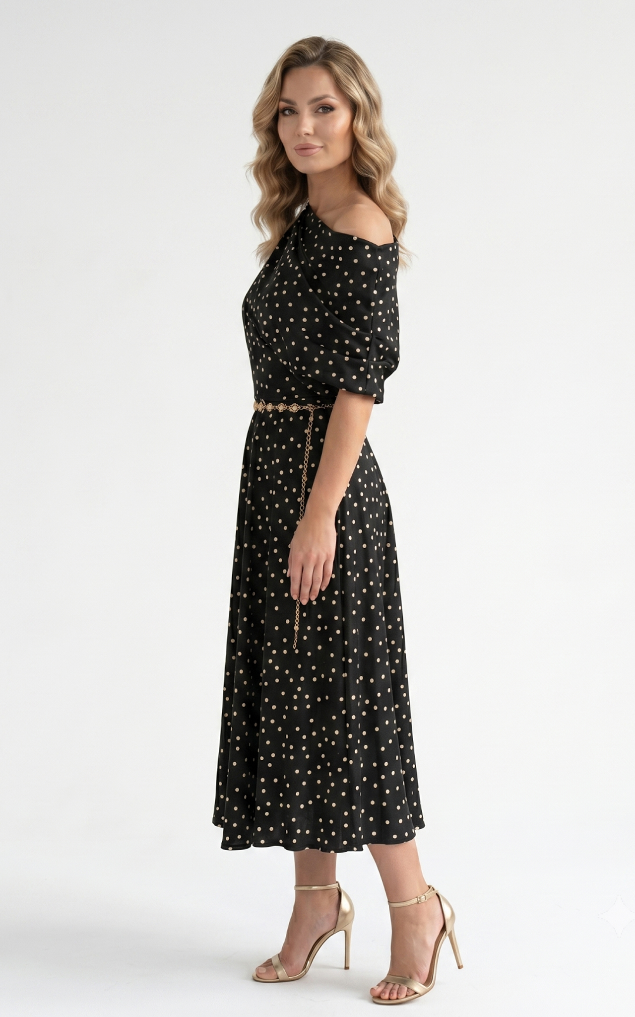 Rochie Halo midi negru1 cu buline [2]