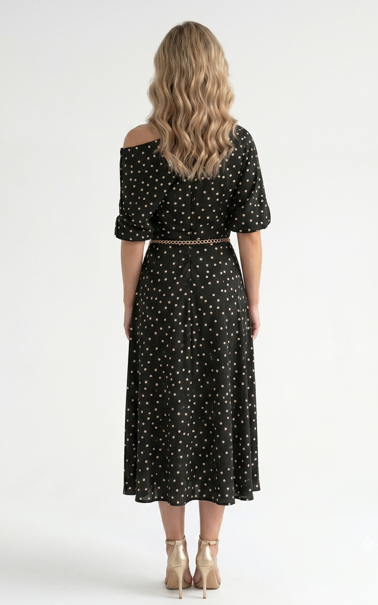 Rochie Halo midi negru1 cu buline [3]