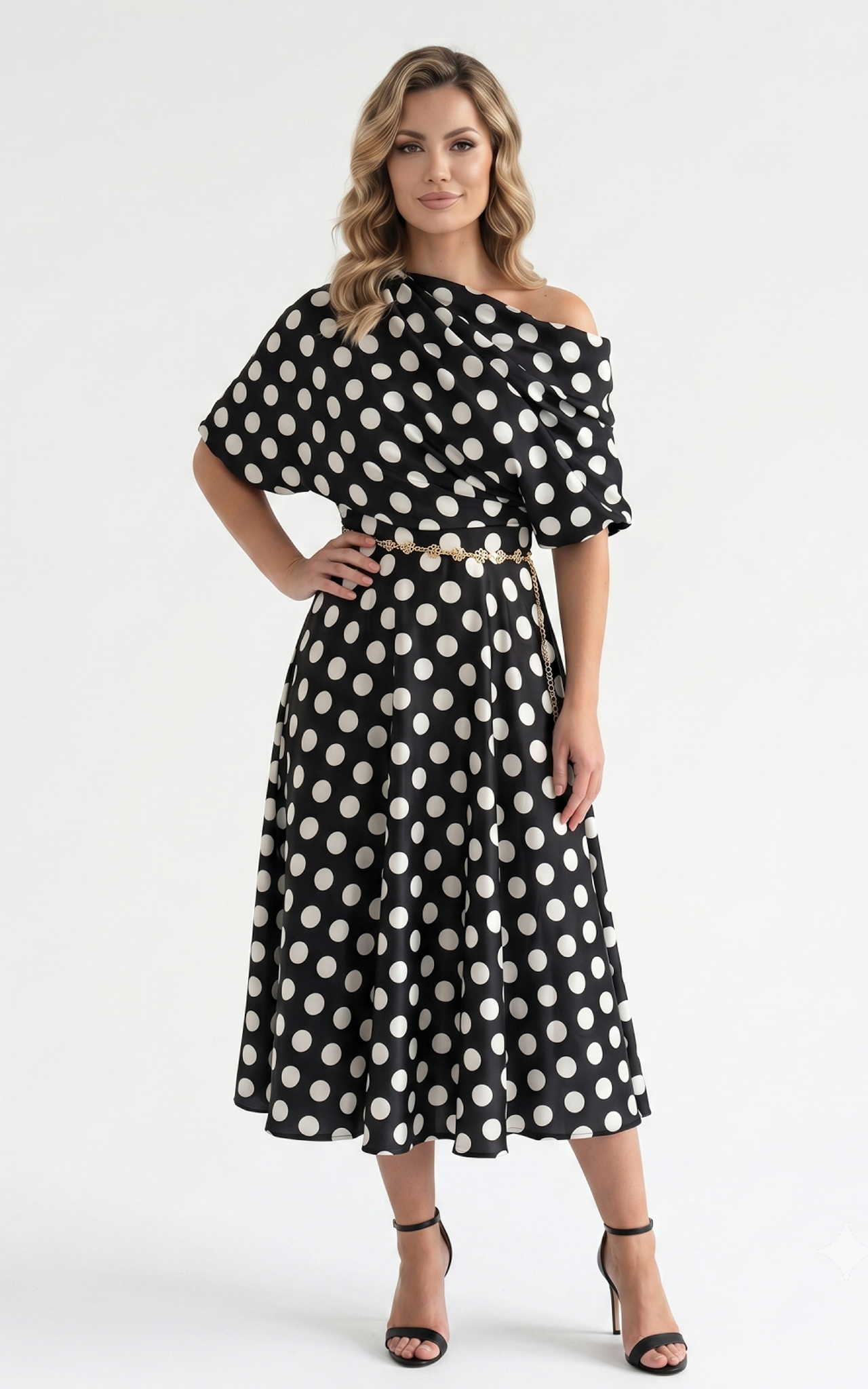 Rochie Halo midi negru2 cu buline [1]
