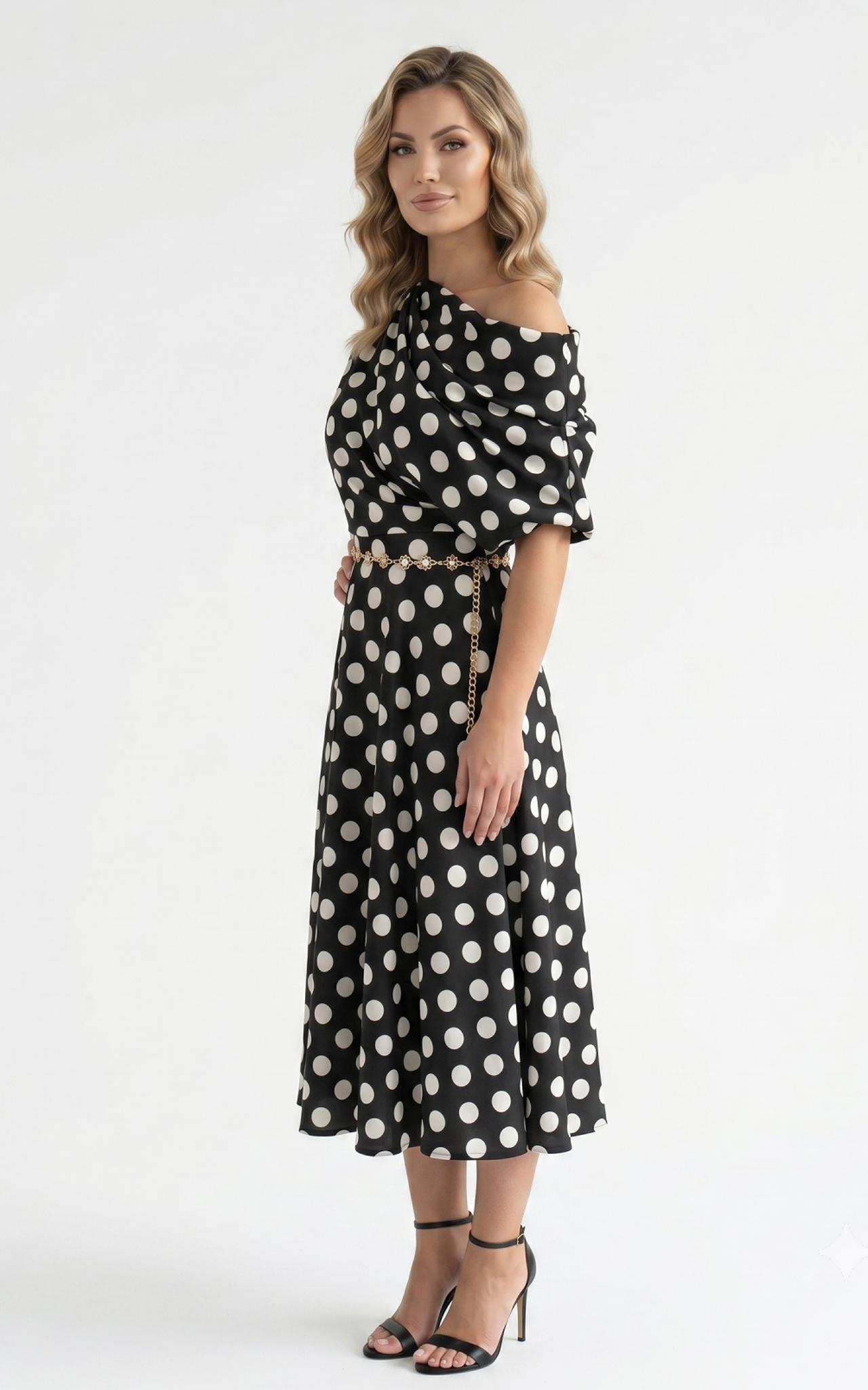 Rochie Halo midi negru2 cu buline [2]