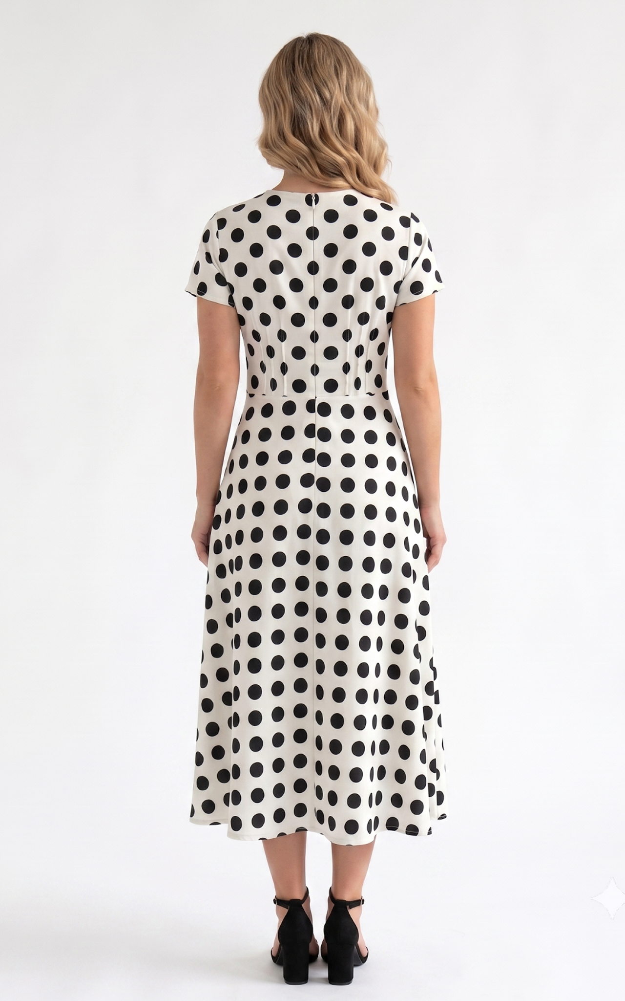 Rochie Harlee midi alba cu buline [4]