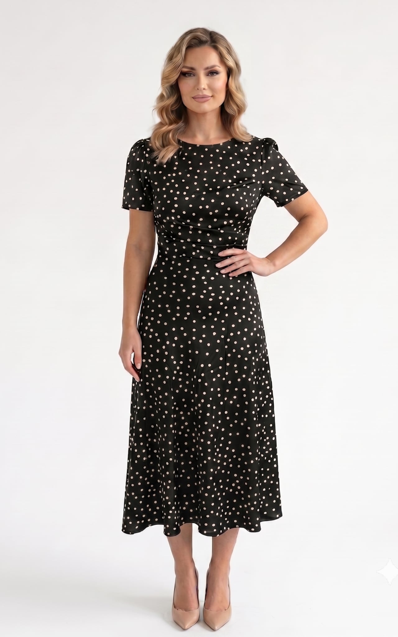 Femei - Rochie din satin Harlee midi neagra