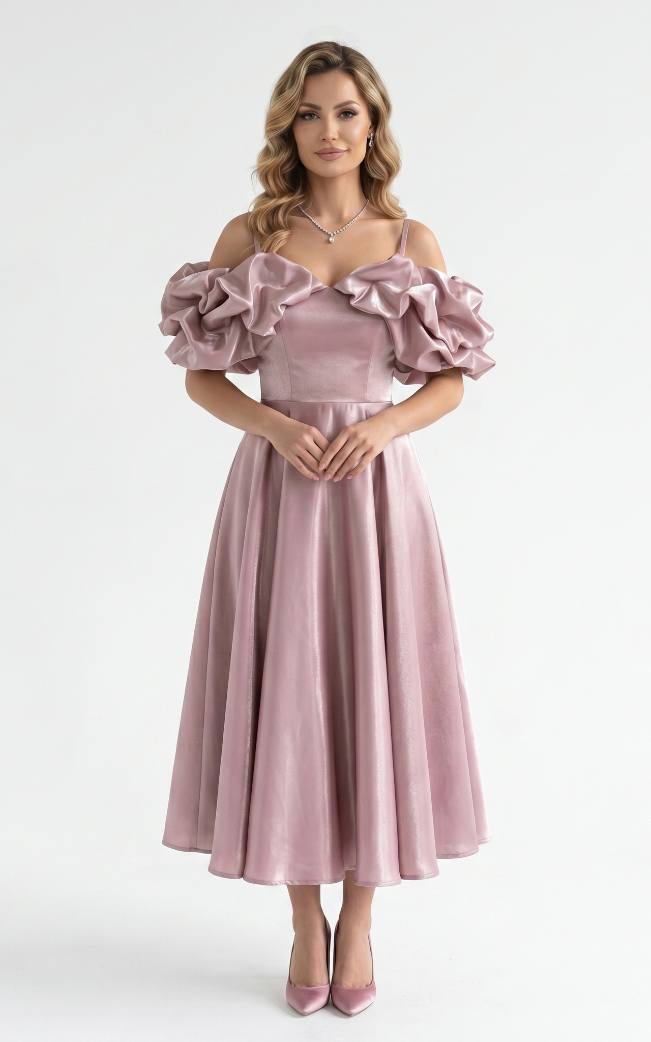Rochie Organza Harlem midi pudra [1]