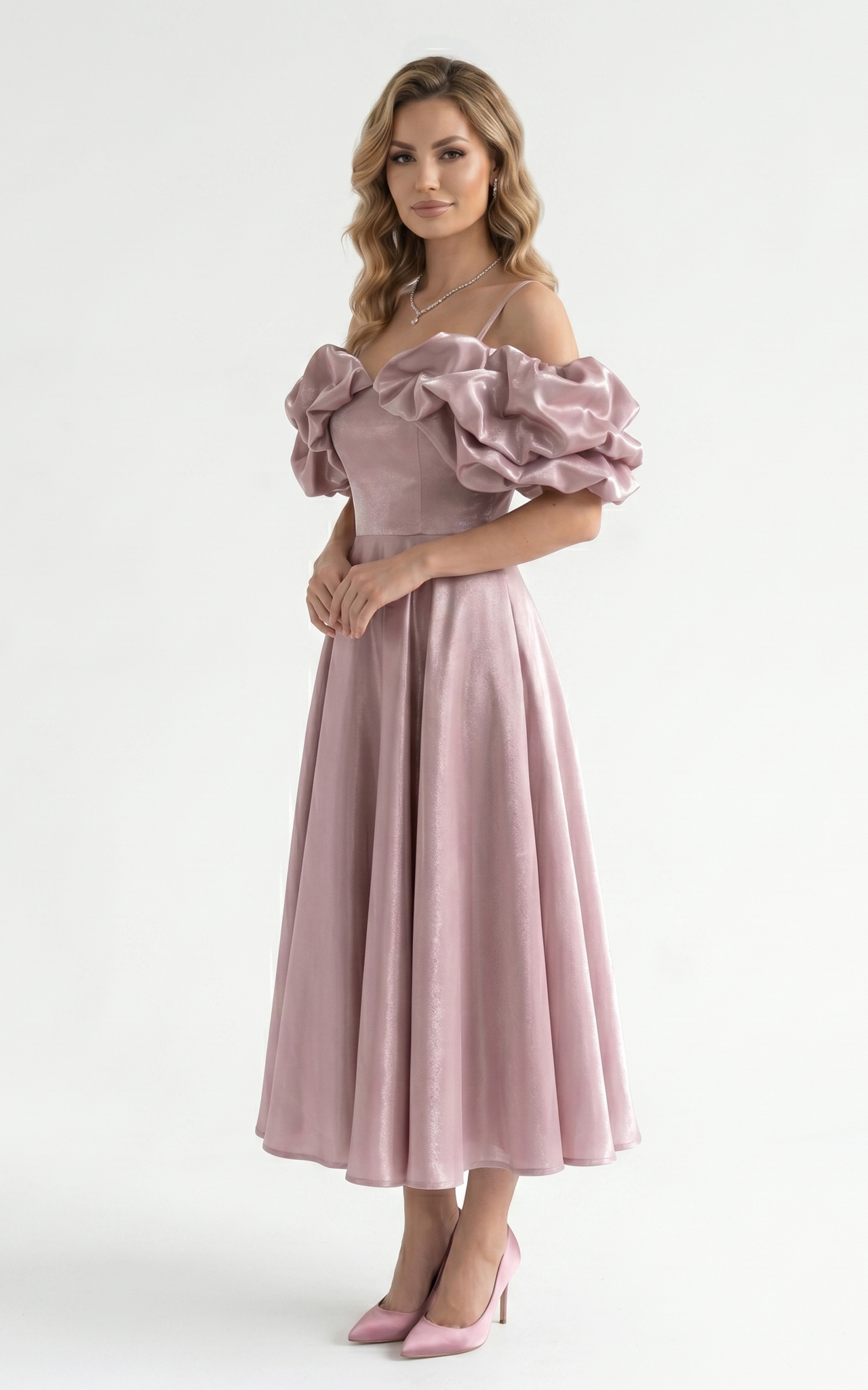 Rochie Organza Harlem midi pudra [2]