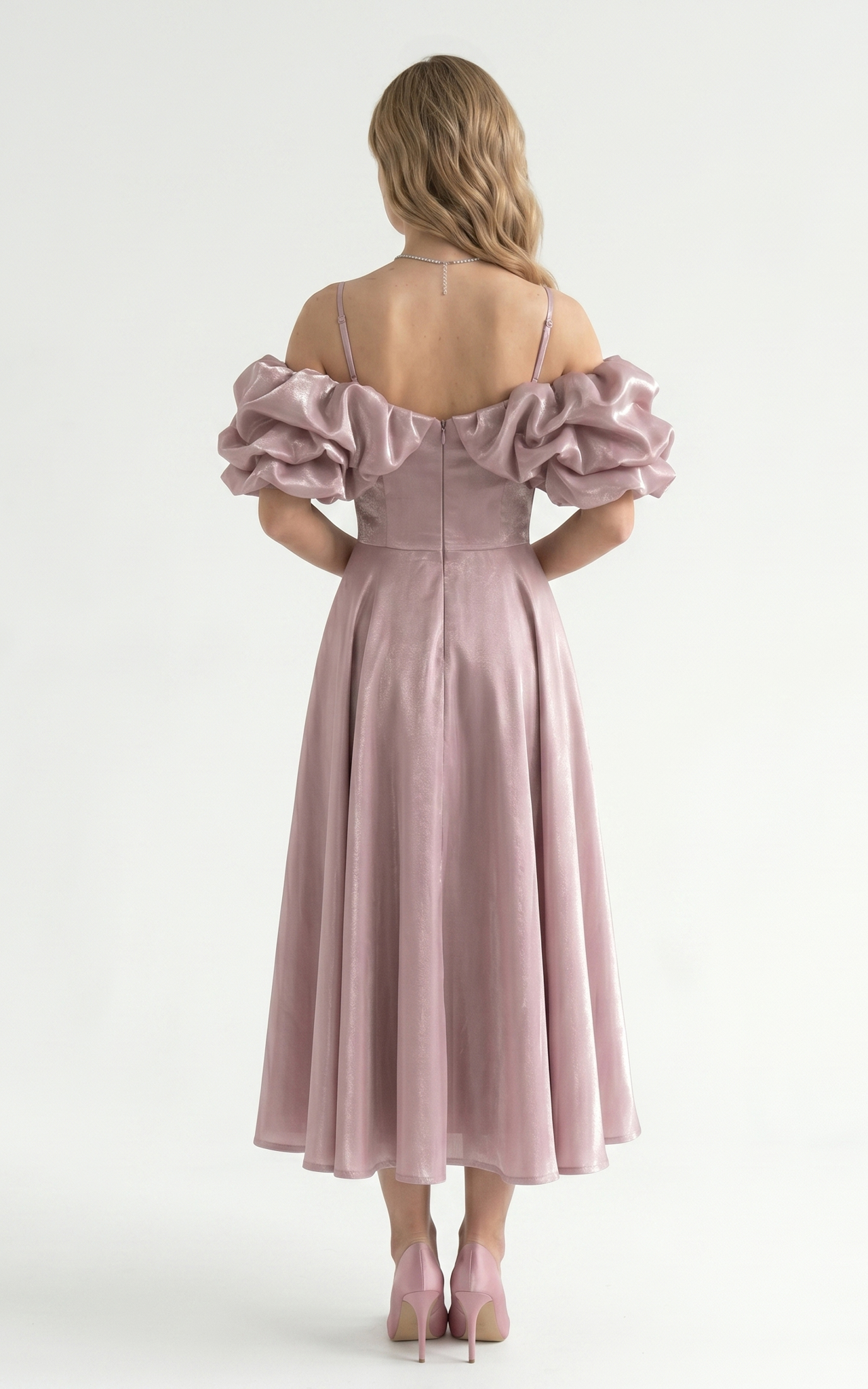 Rochie Organza Harlem midi pudra [4]