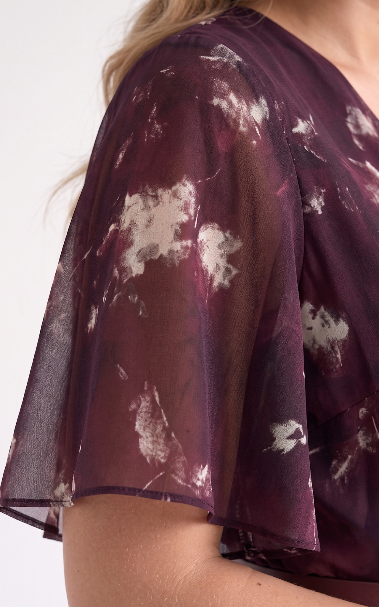 Rochie de vara, din voal vaporos cu elastic in talie Harmonie midi bordo [2]