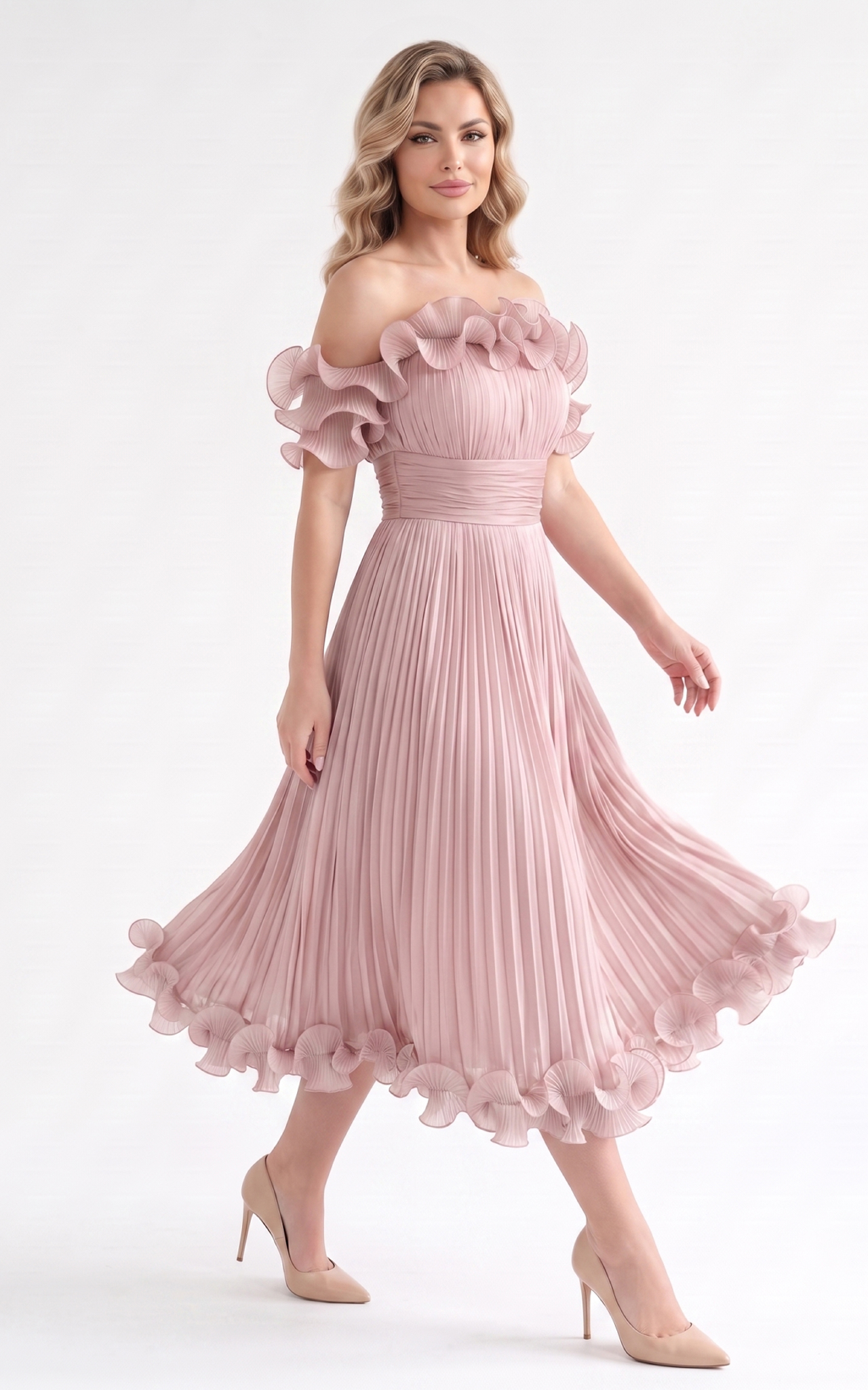 Rochie Haya midi pudra [2]
