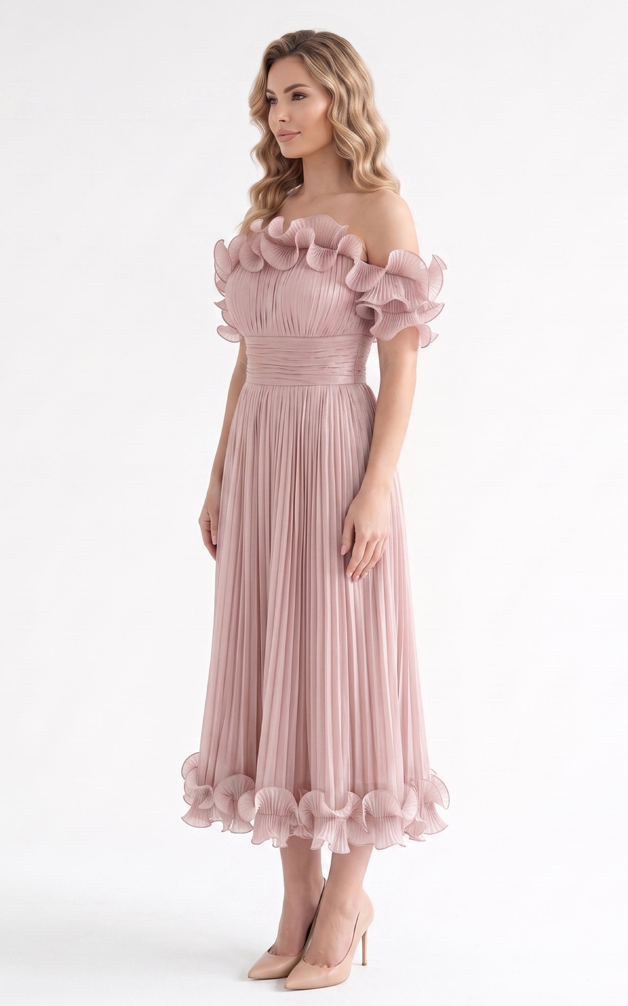 Rochie Haya midi pudra [3]