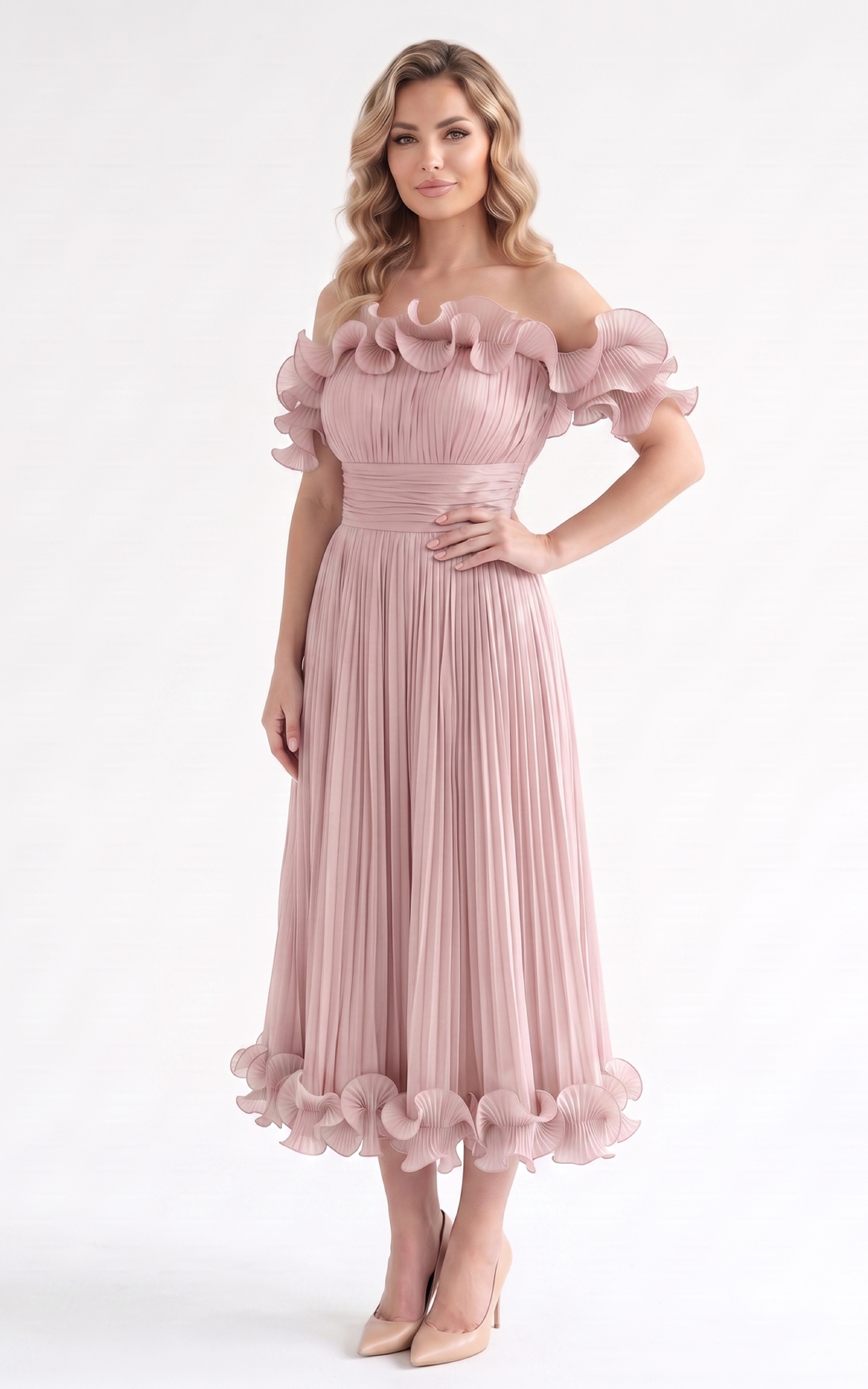 Rochie Haya midi pudra [4]