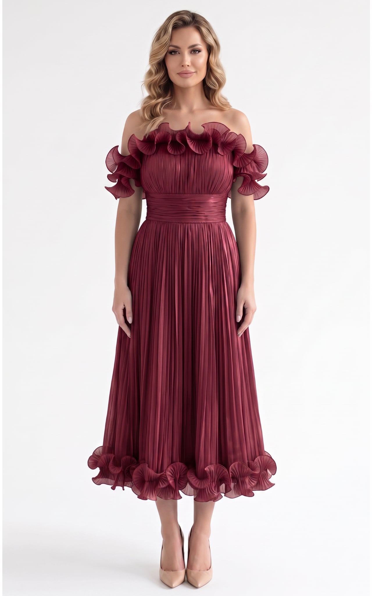 Rochii de soacra - Rochie Haya midi bordo
