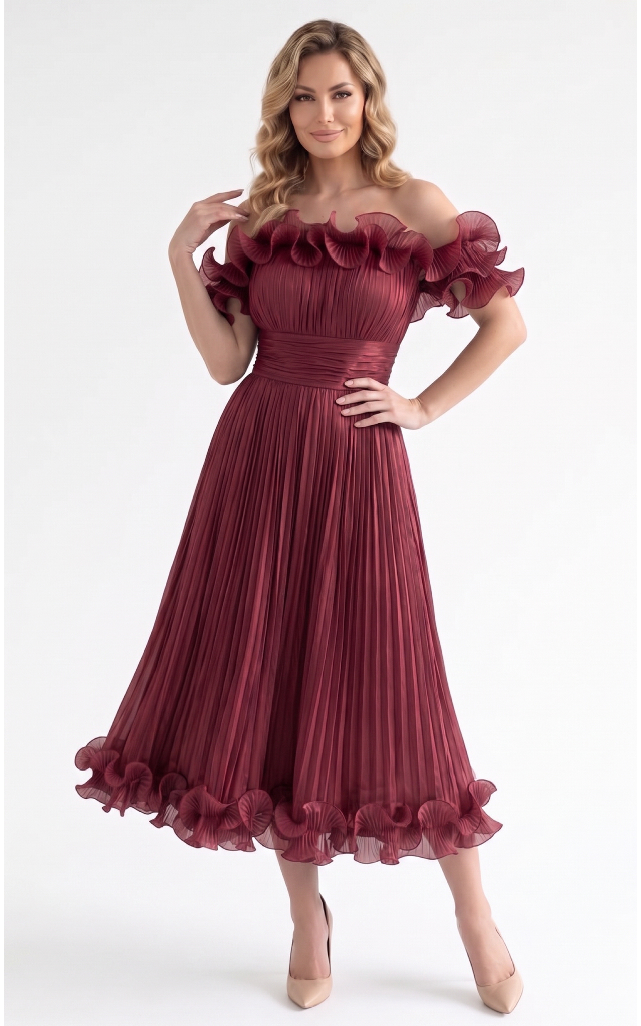 Rochie Haya midi bordo [2]