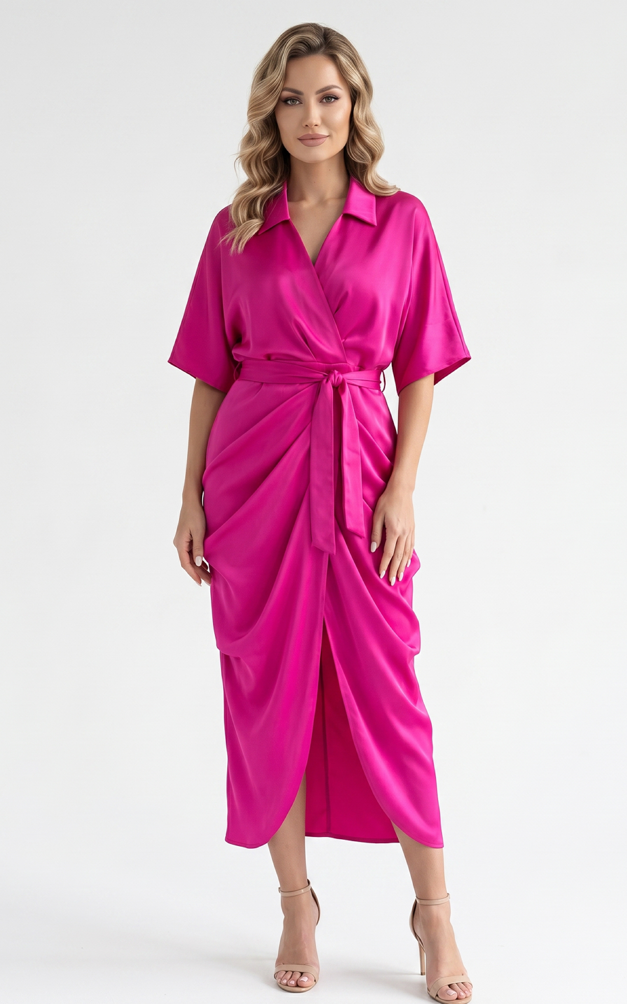 Rochie de satin Haylie fucsia [2]