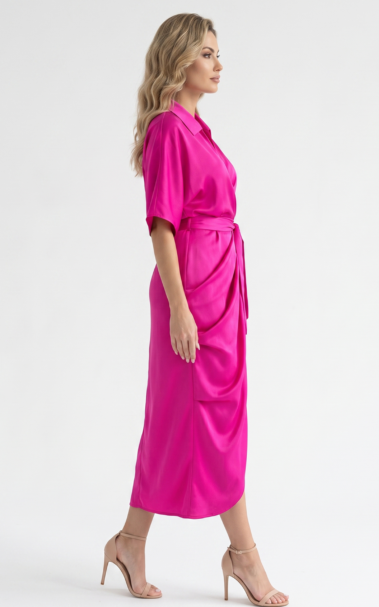 Rochie de satin Haylie fucsia [4]