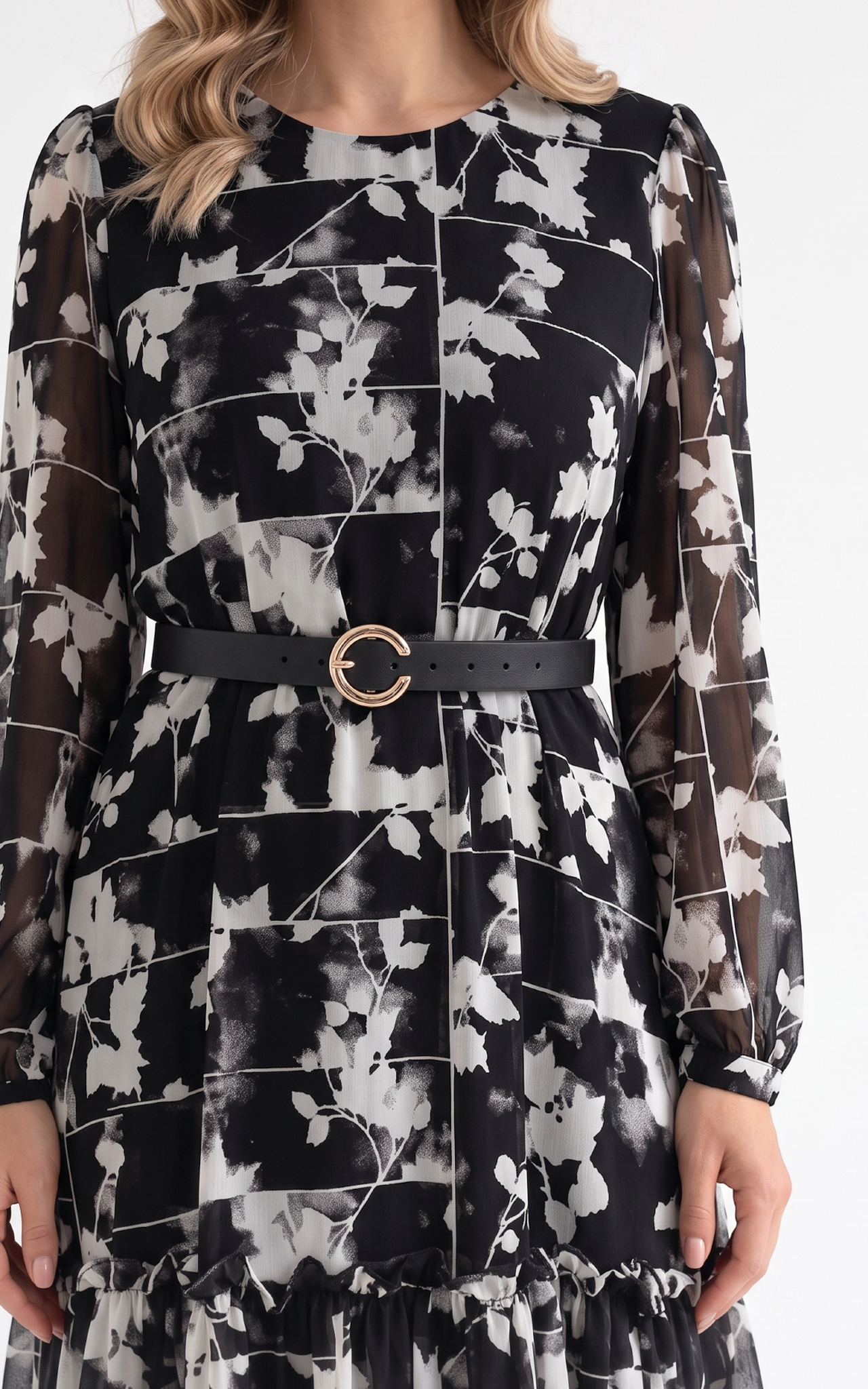 Rochie de toamnă Indie midi neagra [4]