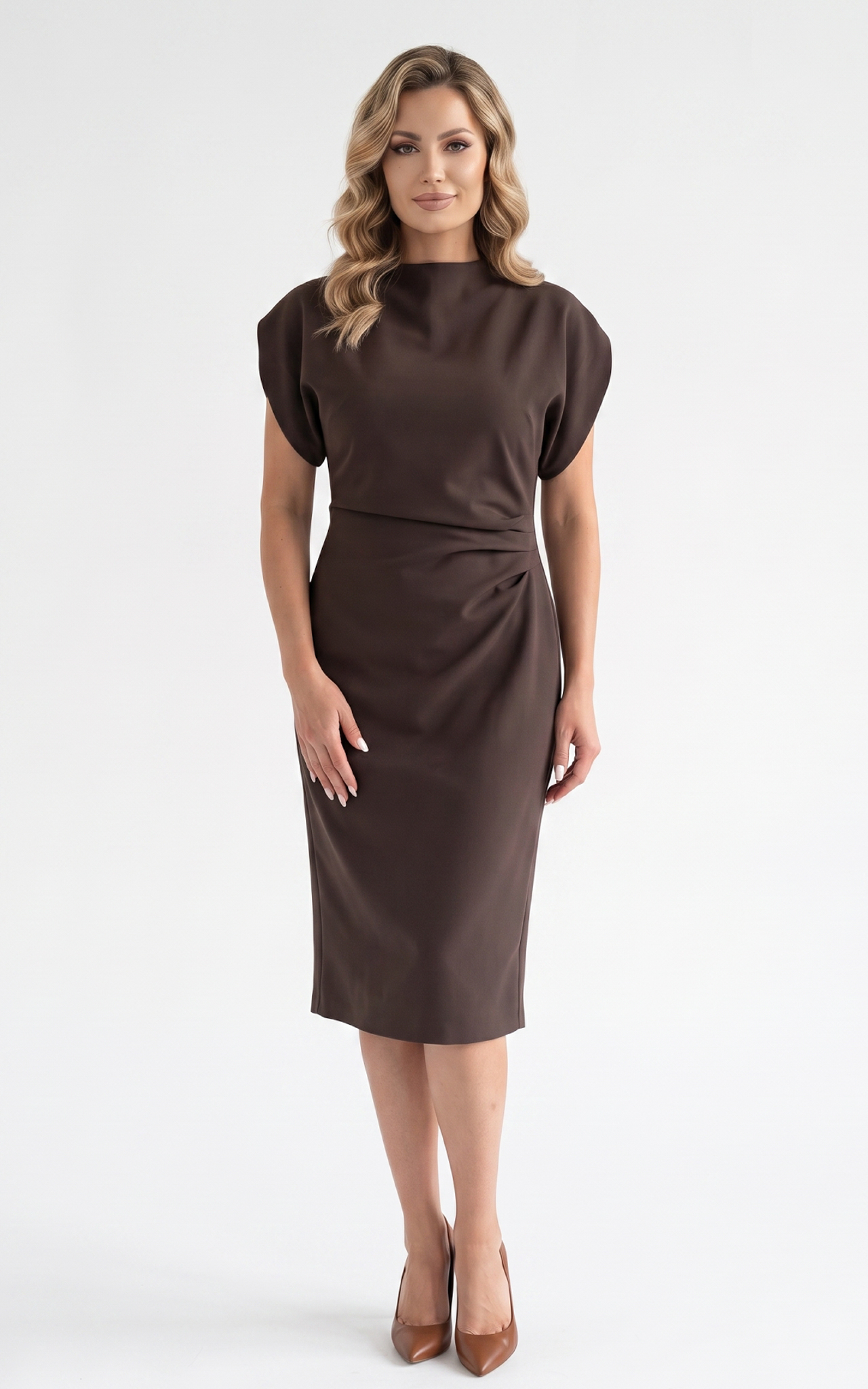 Nou - Rochie de vara, din voal vaporos cu elastic in talie Havyn maro