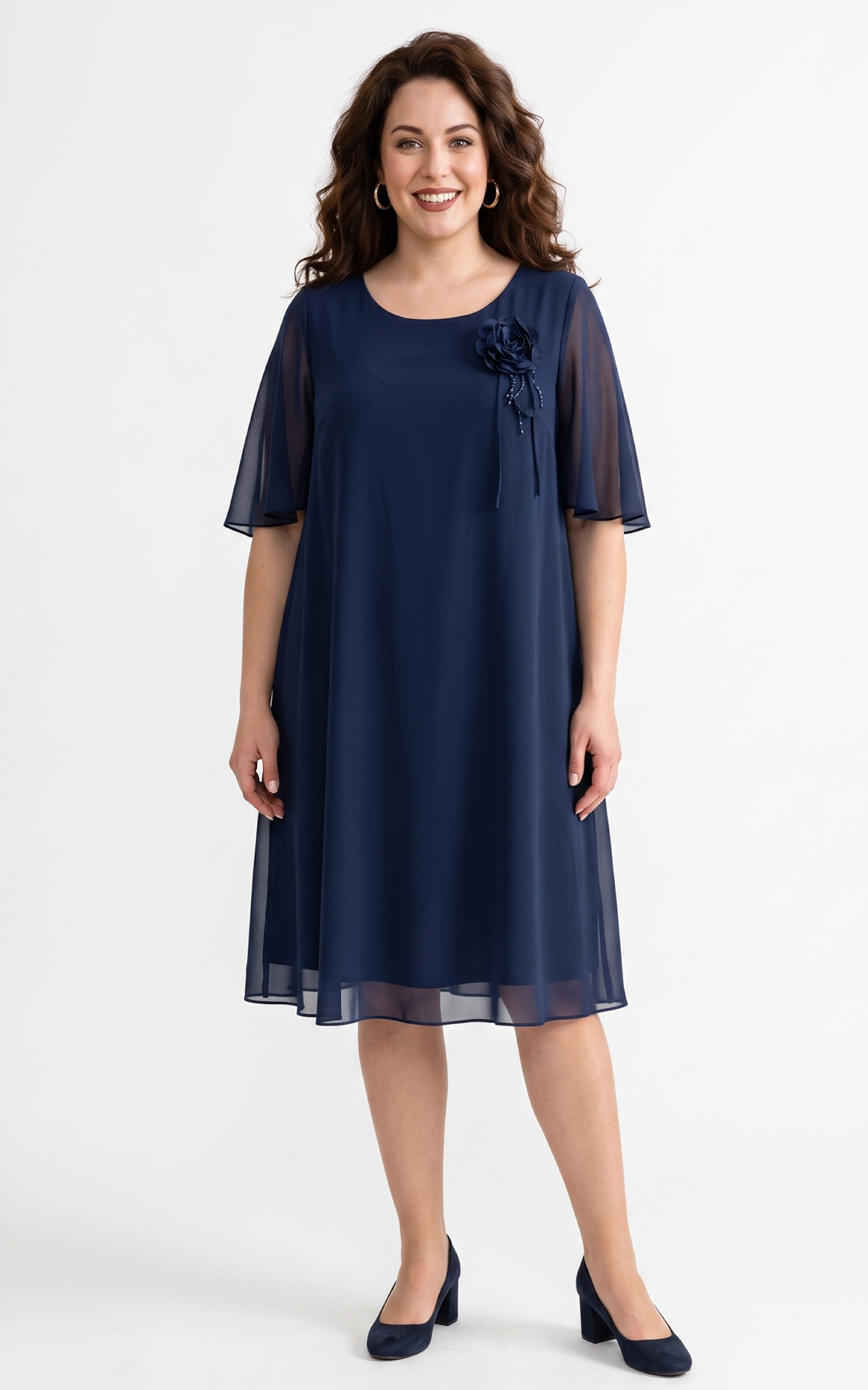 Rochie din voal vaporos Hudsyn bleumarin [2]