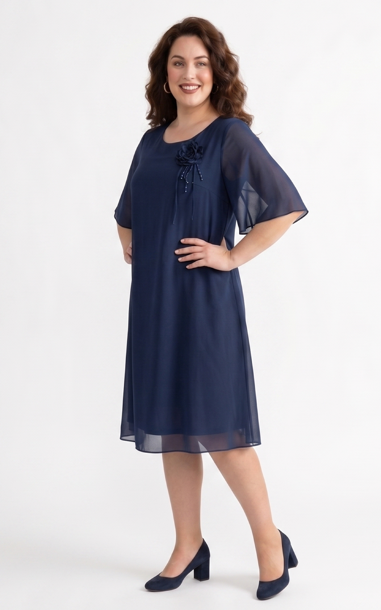 Rochie din voal vaporos Hudsyn bleumarin [3]