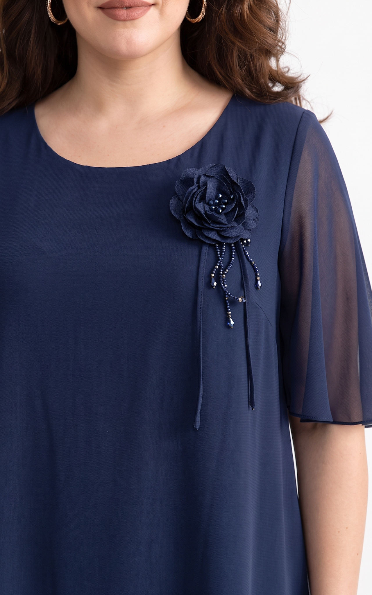 Rochie din voal vaporos Hudsyn bleumarin [4]
