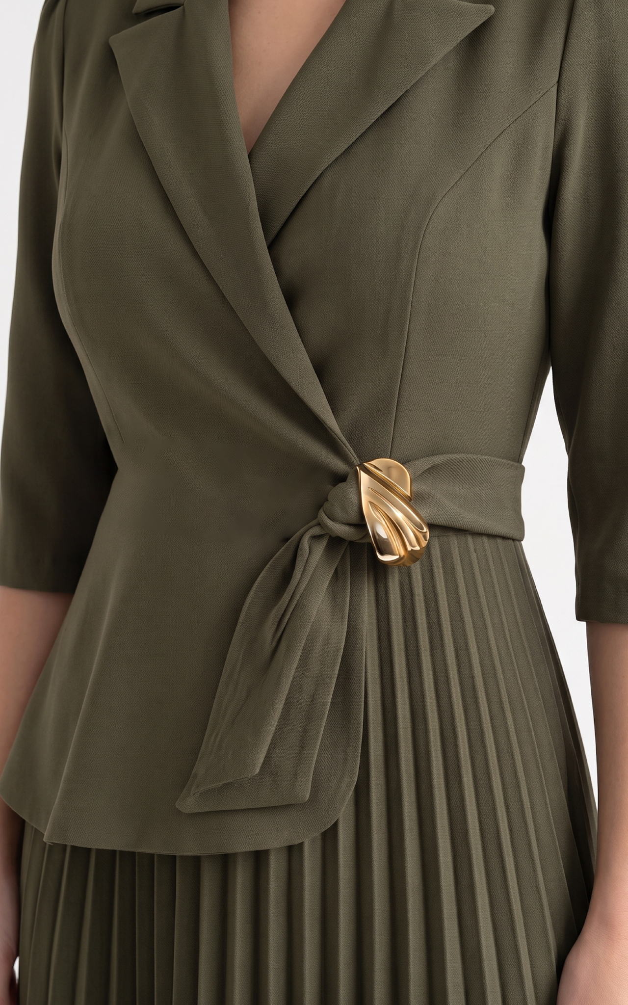Rochie din stofa Hayven kaki [3]