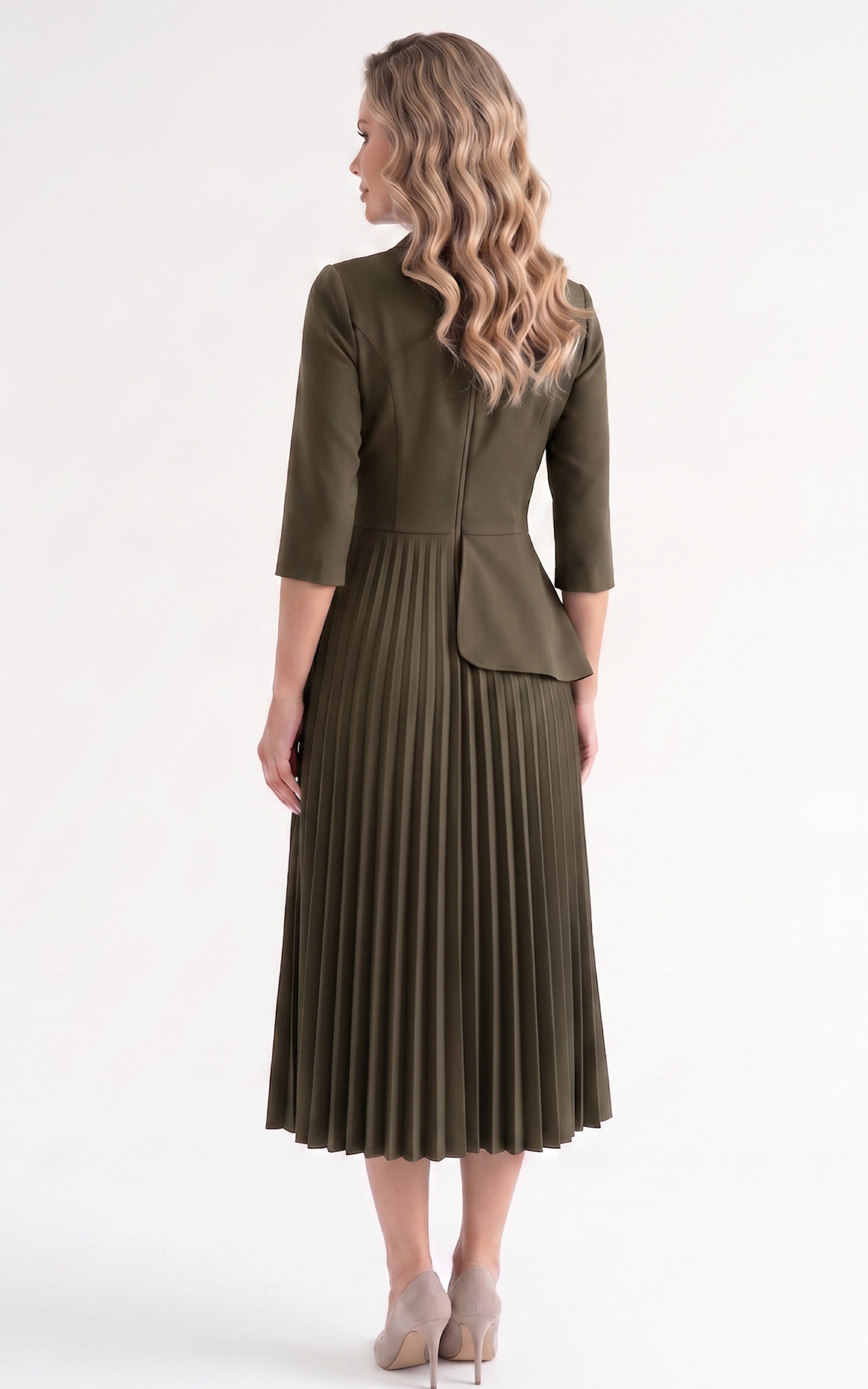 Rochie din stofa Hayven kaki [4]