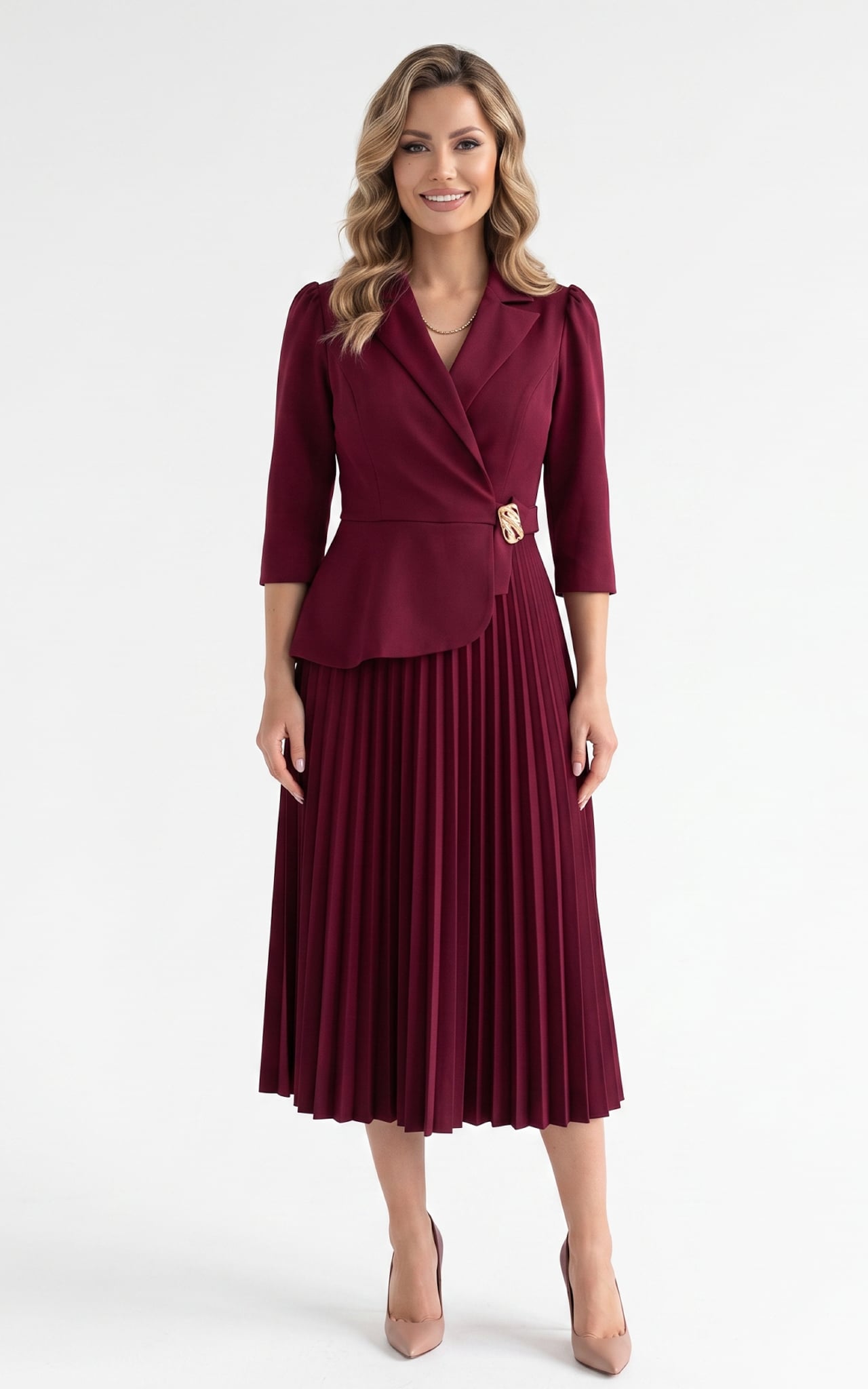 Rochii lungi - Rochie din stofa Hayven bordo
