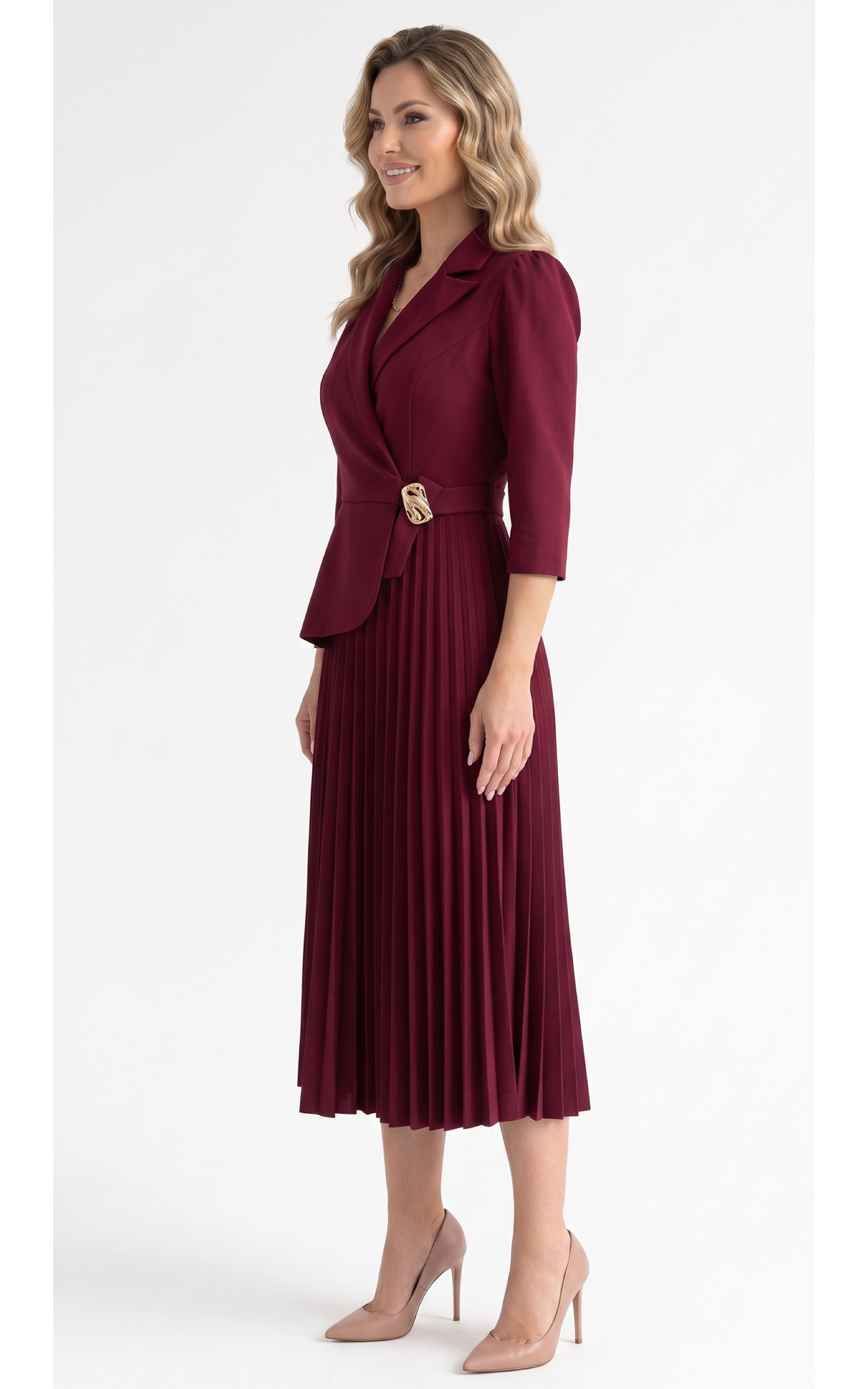 Rochie din stofa Hayven bordo [2]