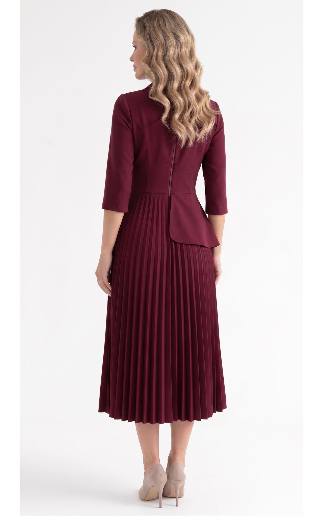 Rochie din stofa Hayven bordo [4]