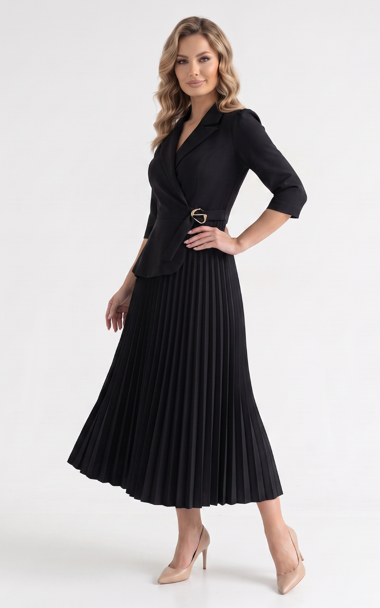 Rochie din stofa Hayven neagra [2]