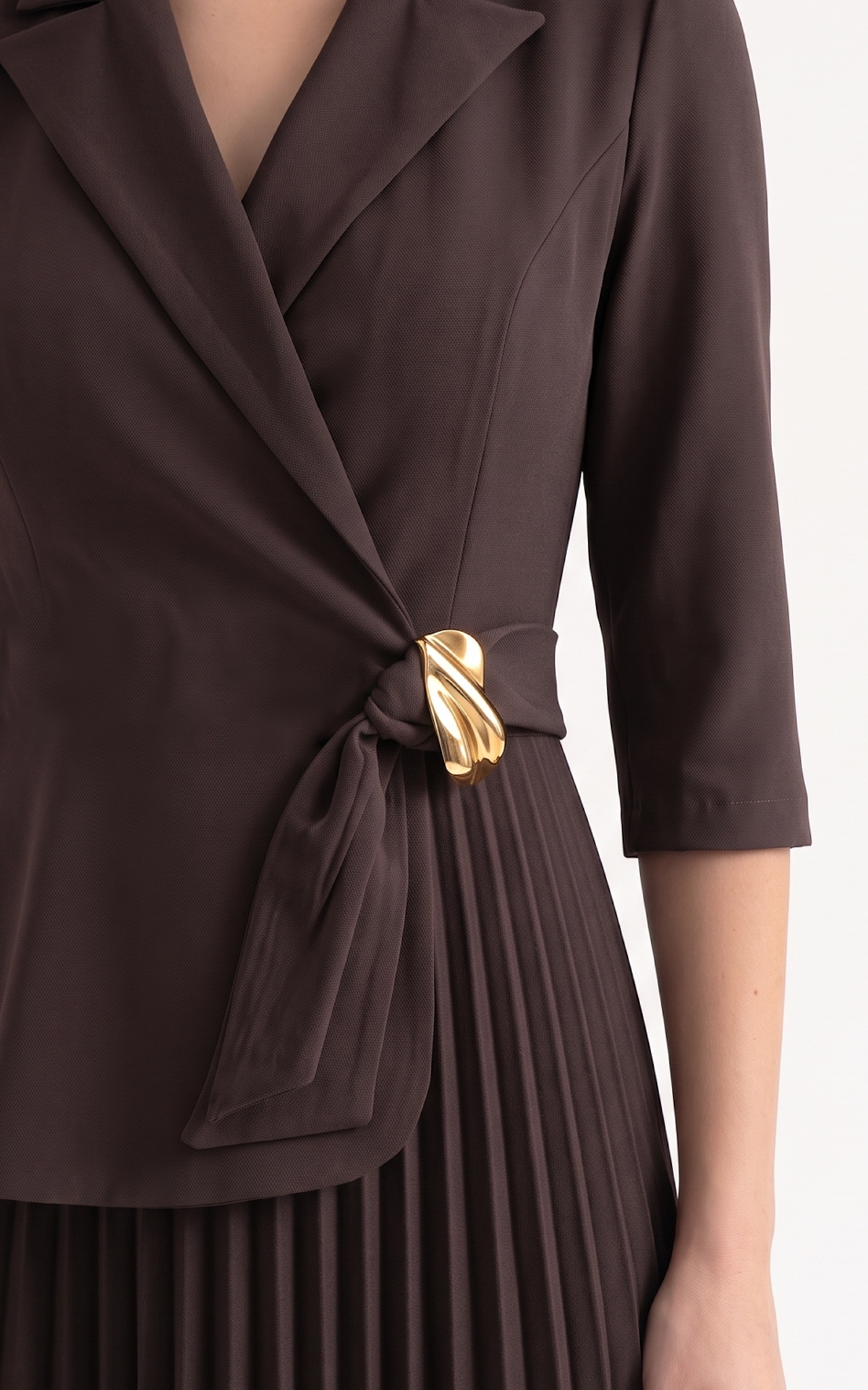 Rochie din stofa Hayven maro [3]