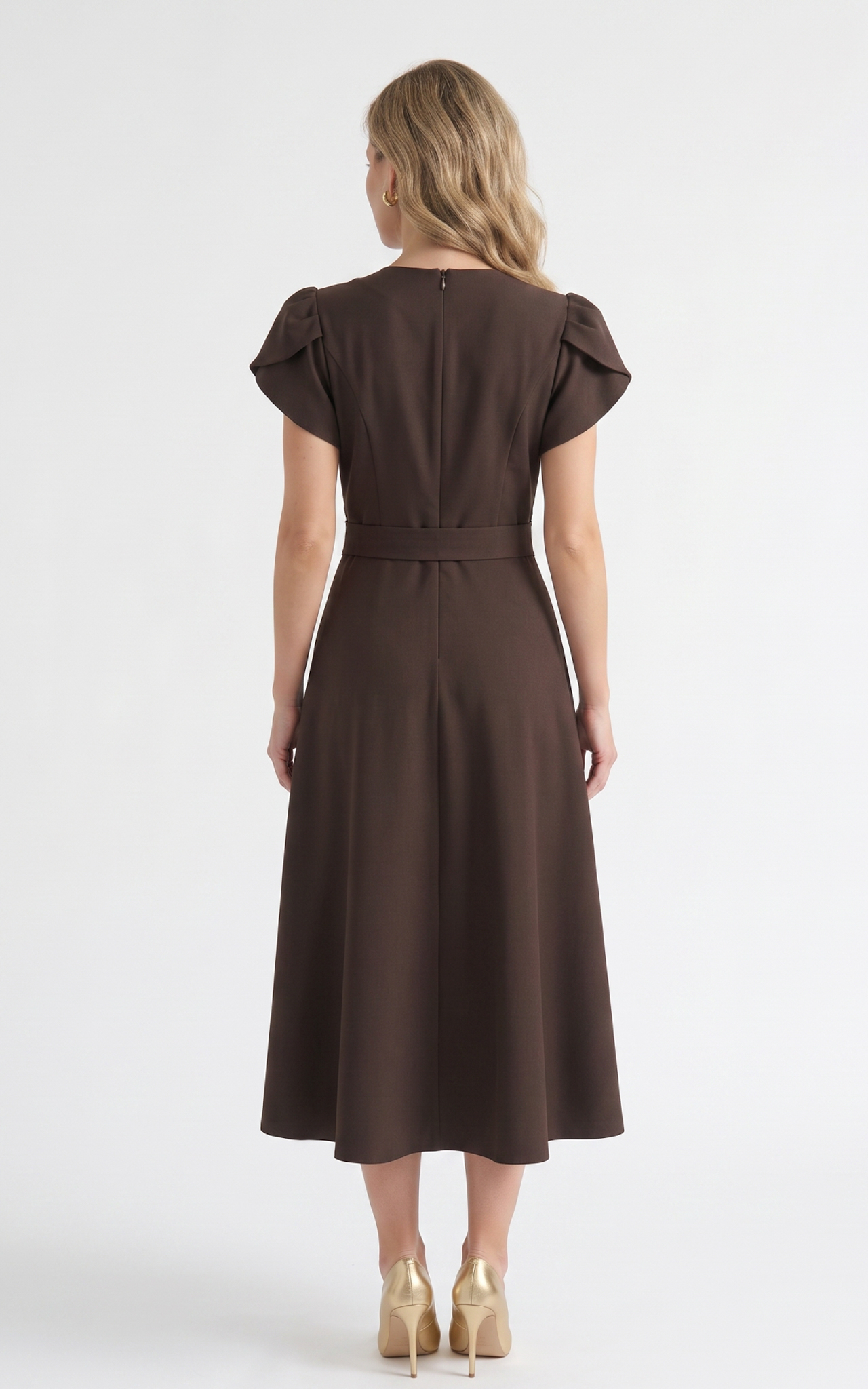 Rochie din stofa Huxley maro [5]