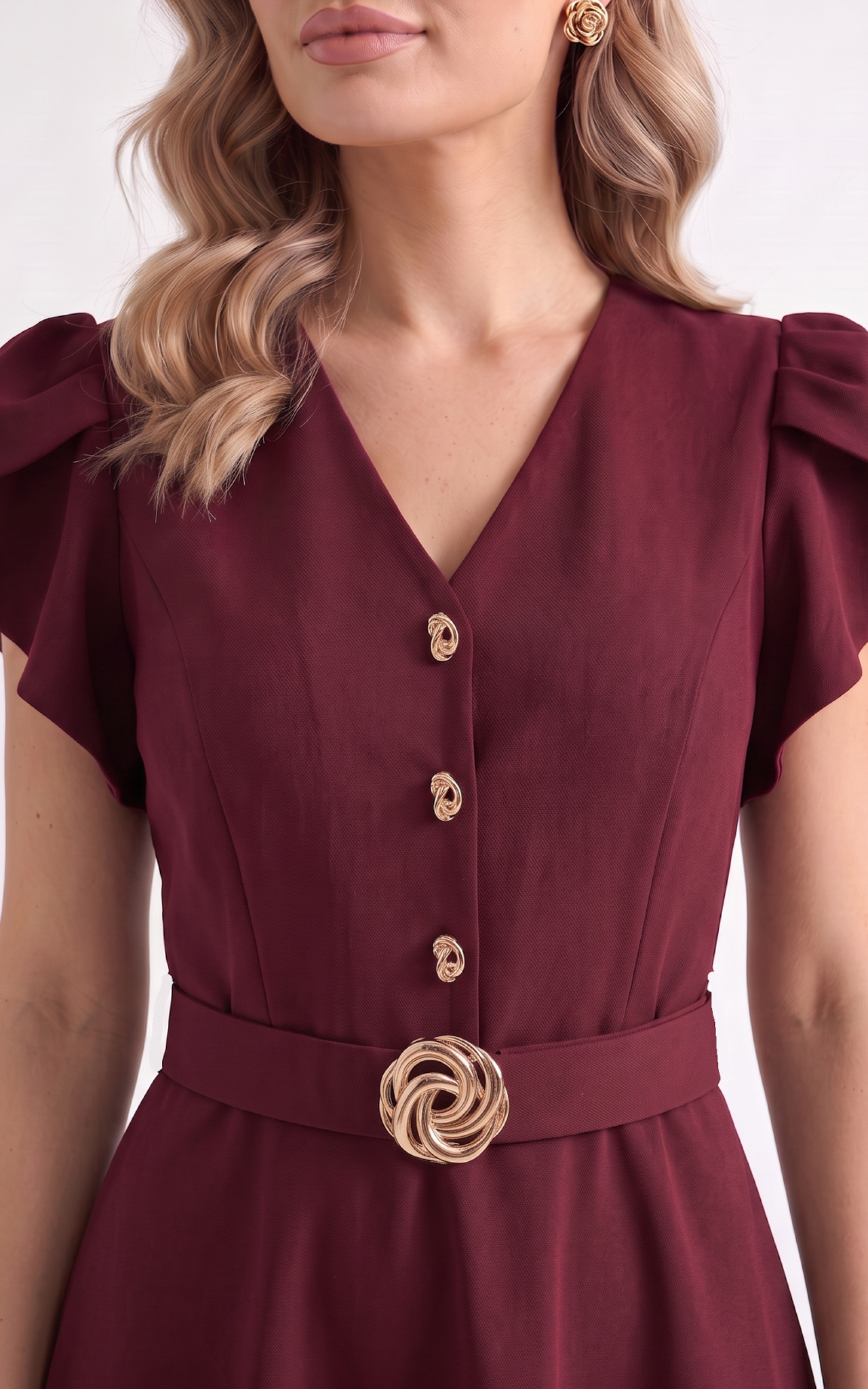 Rochie din stofa Huxley bordo [2]