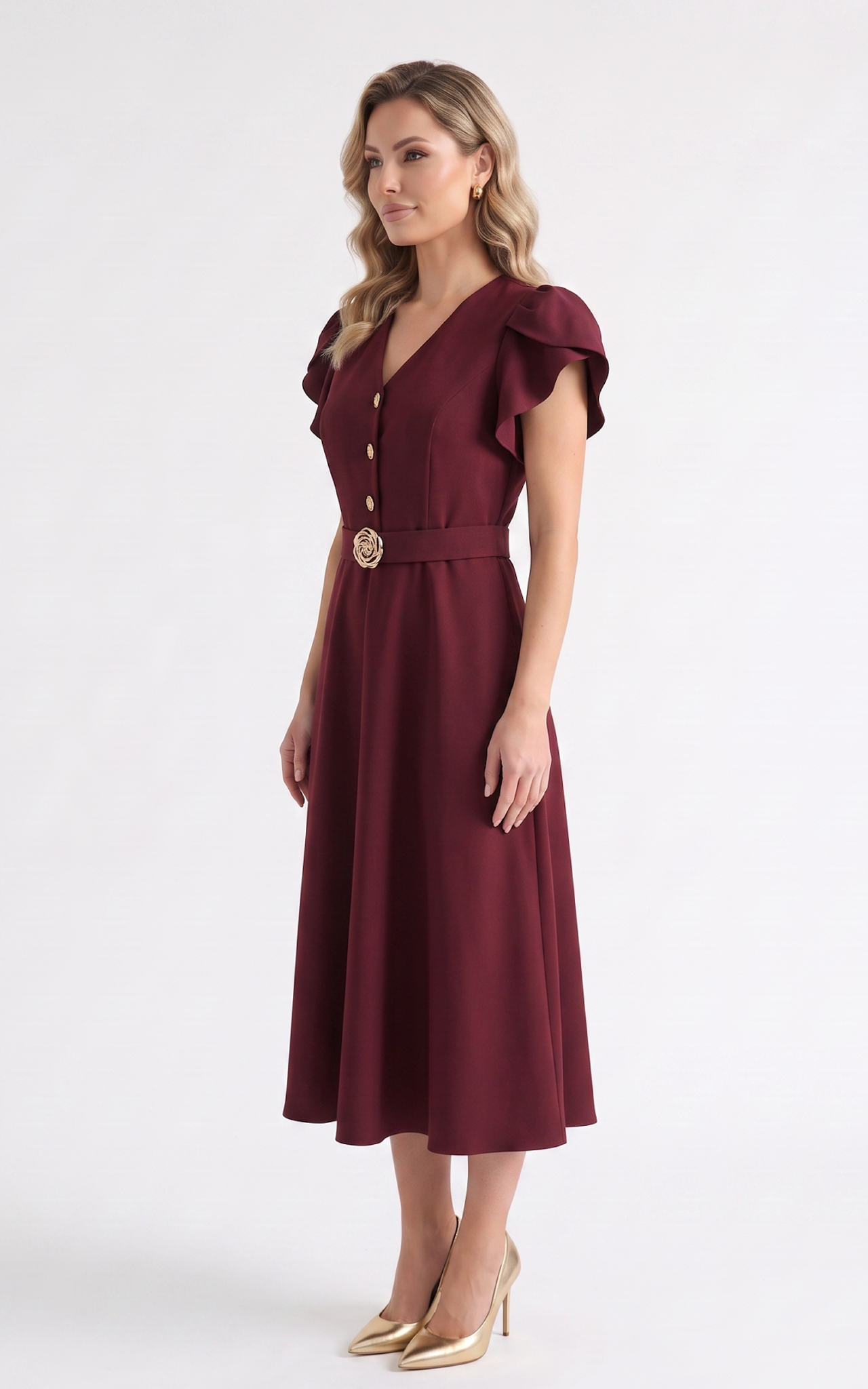 Rochie din stofa Huxley bordo [3]